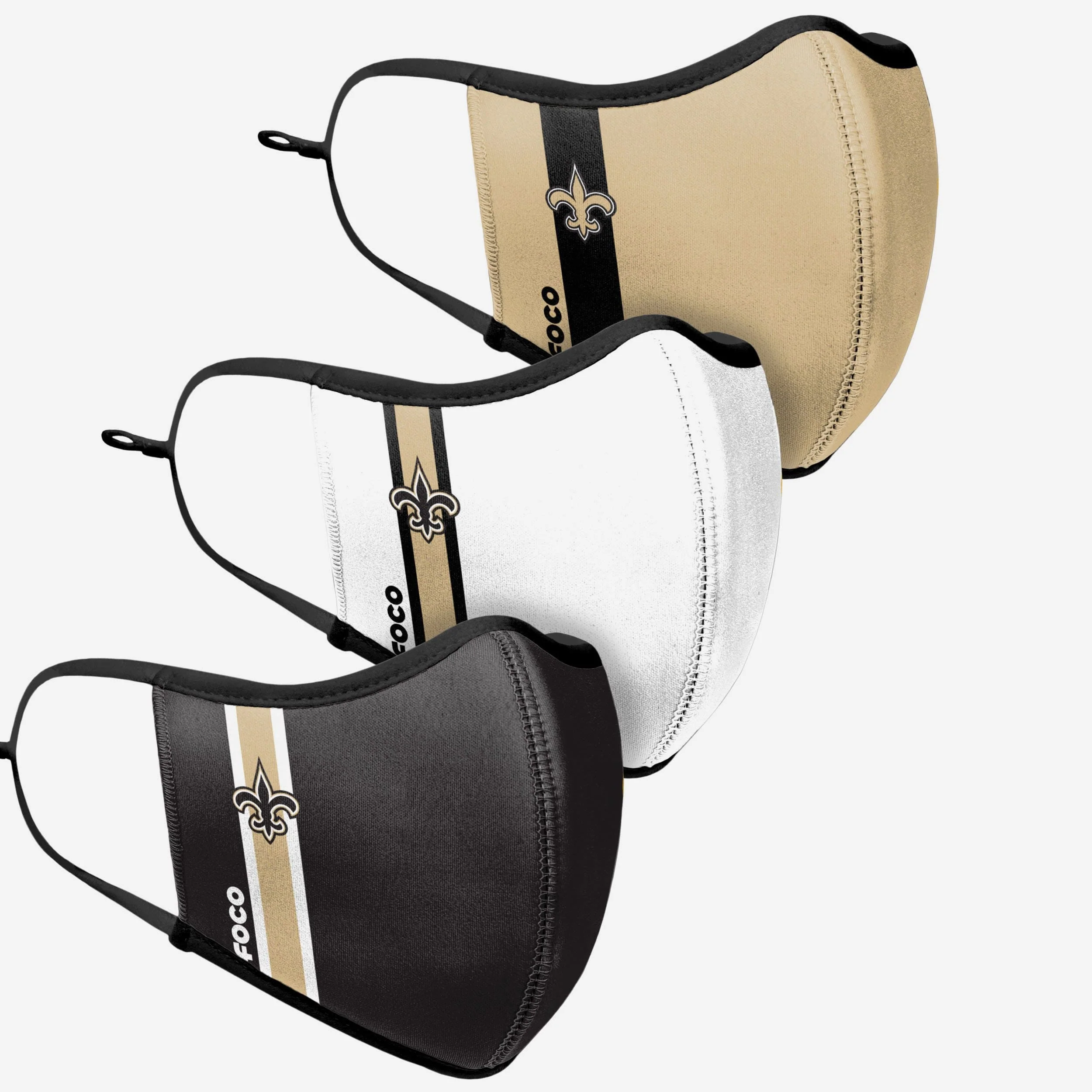 New Orleans Saints Sport 3 Pack Face Cover 3 New Orleans Saints Sport 3 Pack Face Cover
