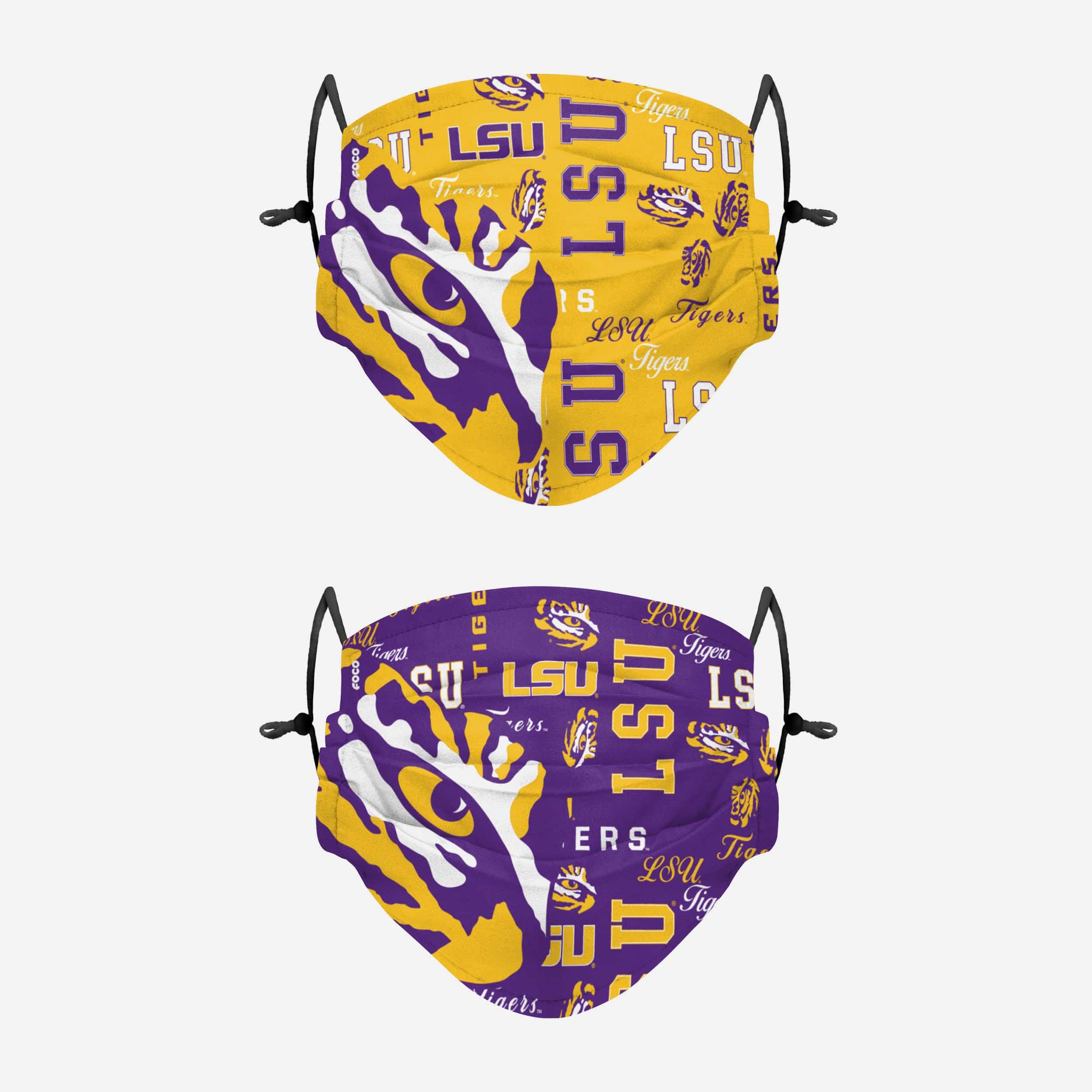 LSU Tigers Logo Rush Adjustable 2 Pack Face Cover