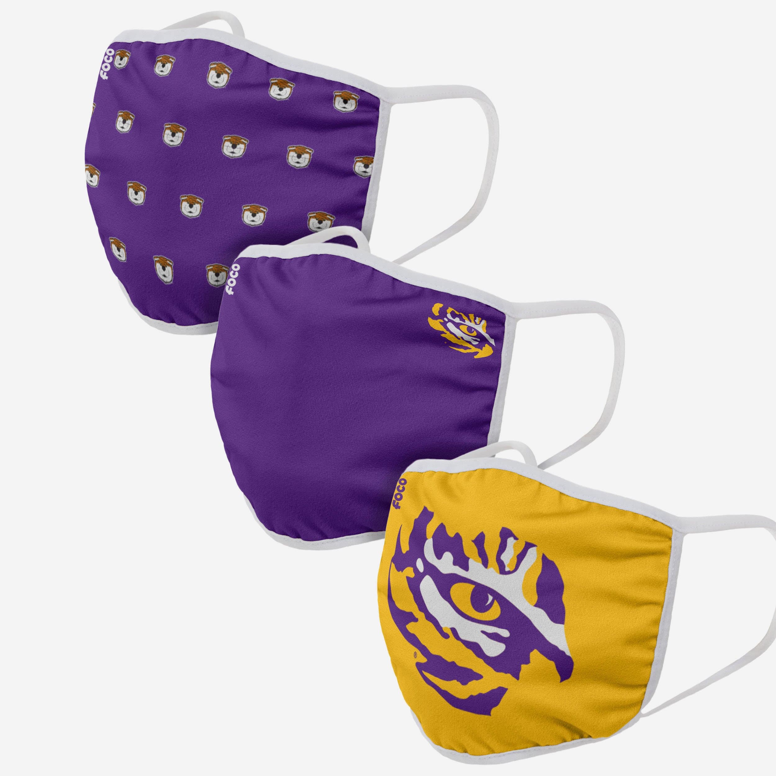 LSU Tigers Mike The Tiger Mascot 3 Pack Face Cover