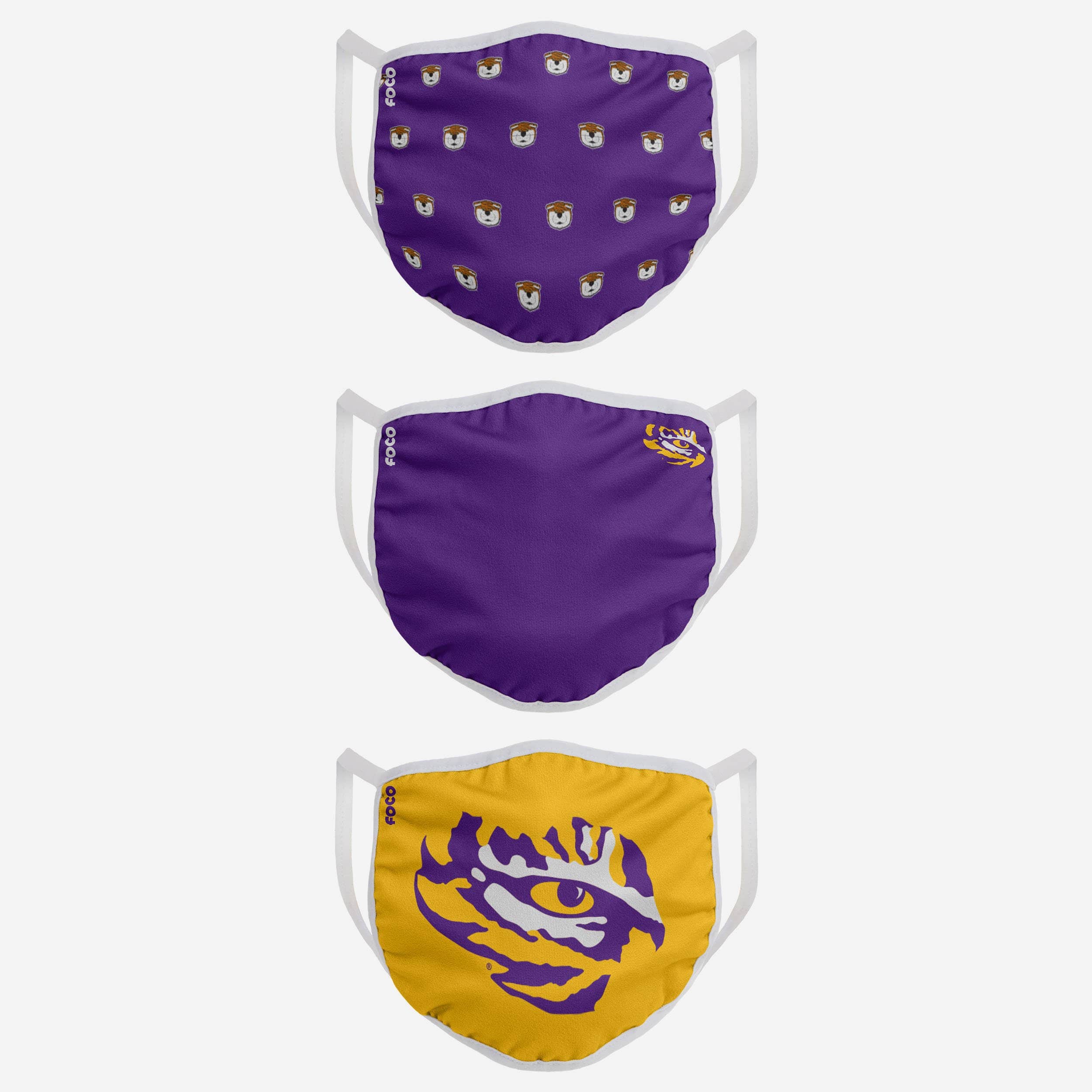 LSU Tigers Mike The Tiger Mascot 3 Pack Face Cover 2 LSU Tigers Mike The Tiger Mascot 3 Pack Face Cover