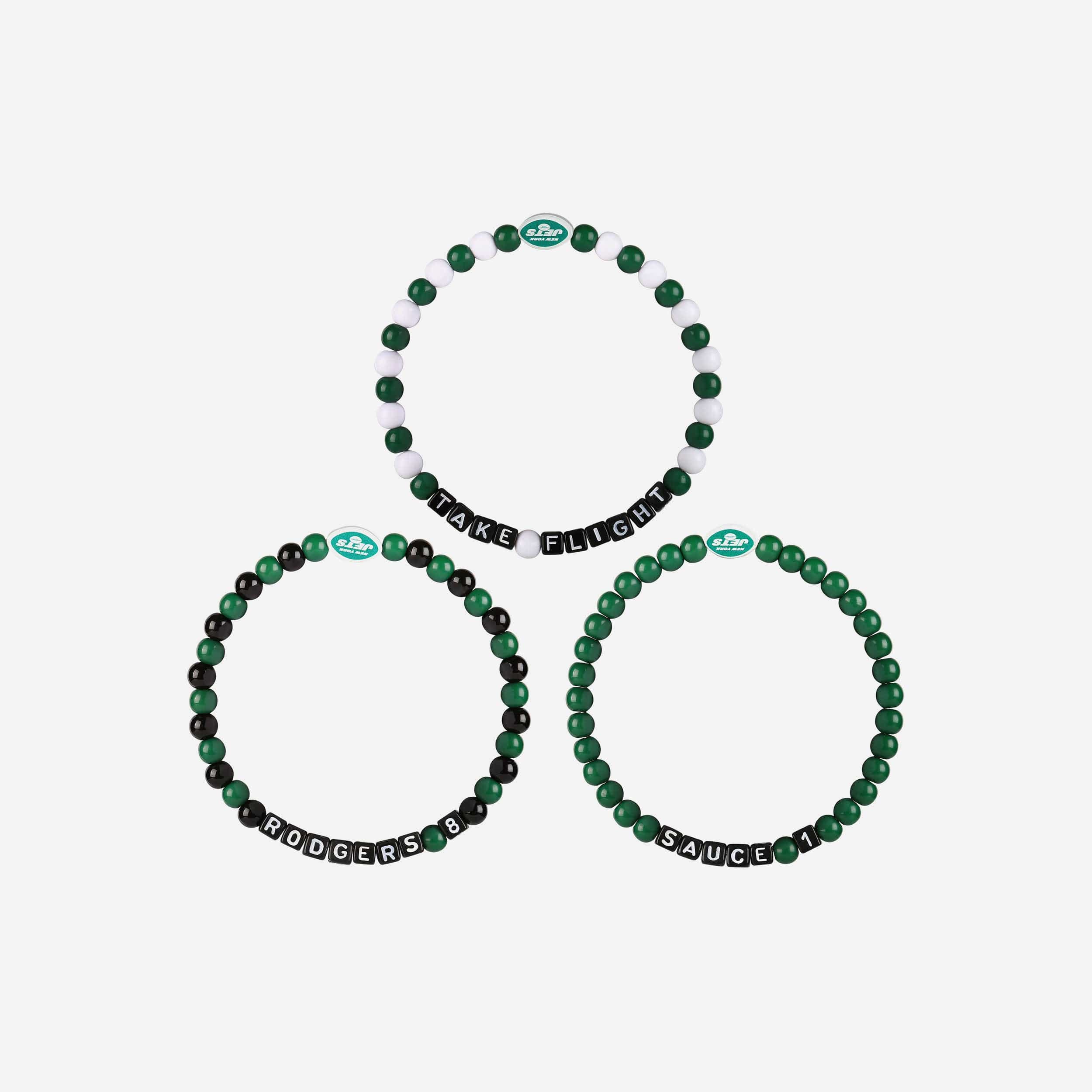 Aaron Rodgers & Sauce Gardner New York Jets 3 Pack Player Beaded Friendship Bracelet 3 Aaron Rodgers & Sauce Gardner New York Jets 3 Pack Player Beaded Friendship Bracelet