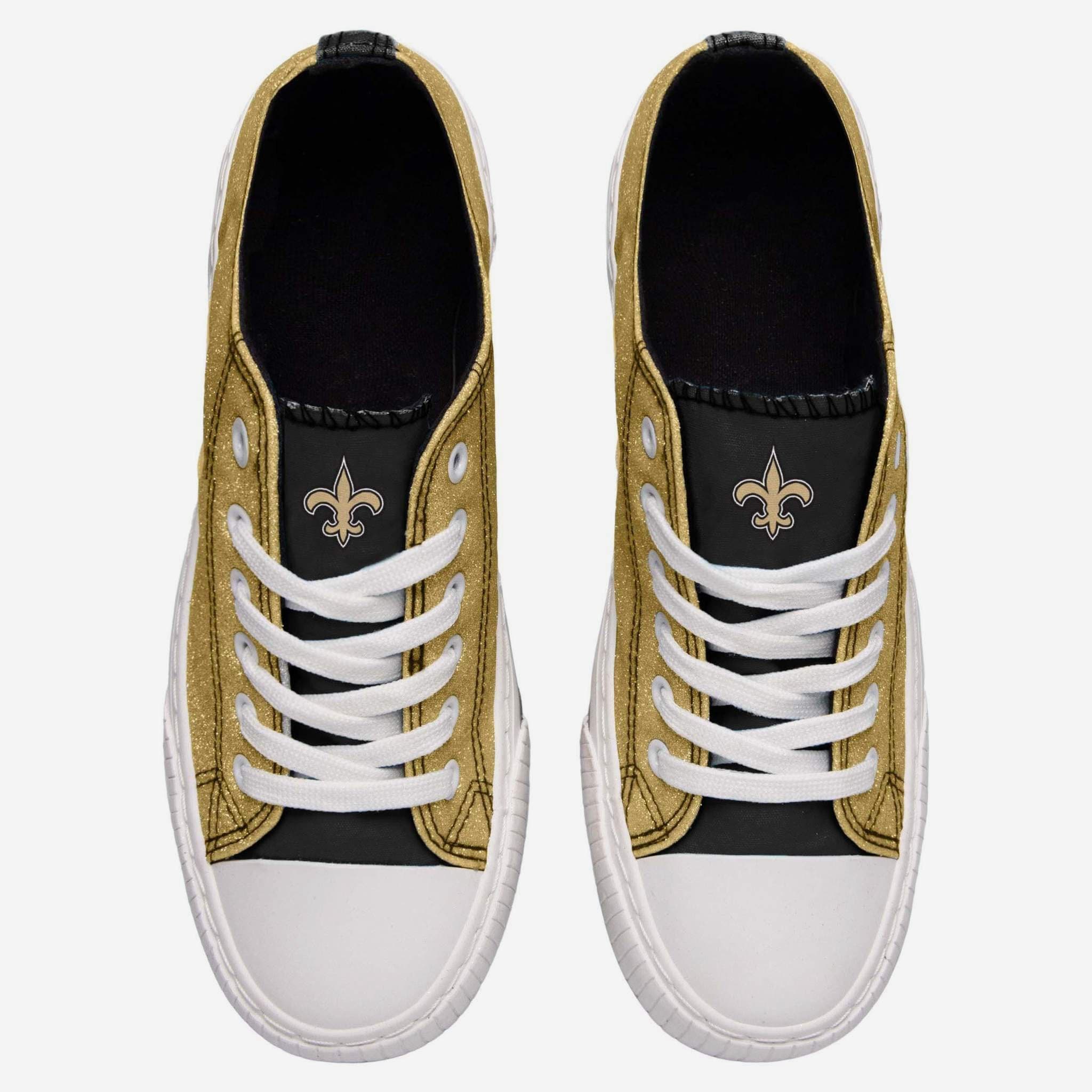 New Orleans Saints Womens Glitter Low Top Canvas Shoe 2 New Orleans Saints Womens Glitter Low Top Canvas Shoe