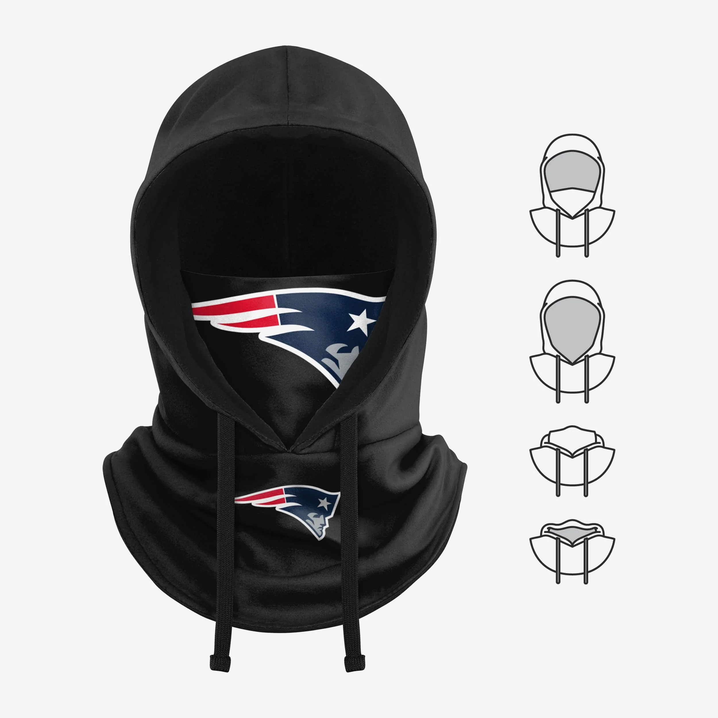 New England Patriots Black Drawstring Hooded Gaiter 5 New England Patriots Black Drawstring Hooded Gaiter
