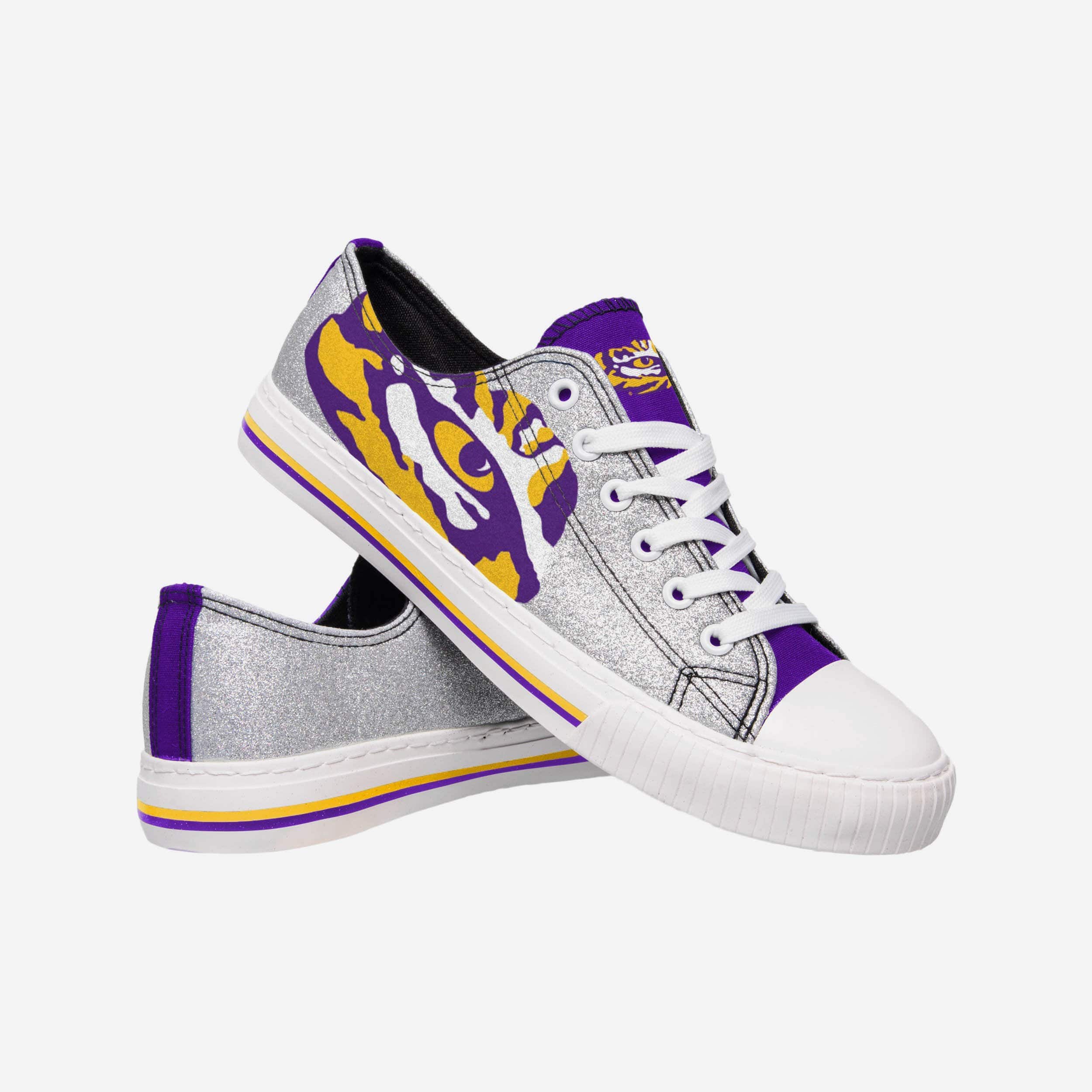 LSU Tigers Womens Glitter Low Top Canvas Shoe 3 LSU Tigers Womens Glitter Low Top Canvas Shoe