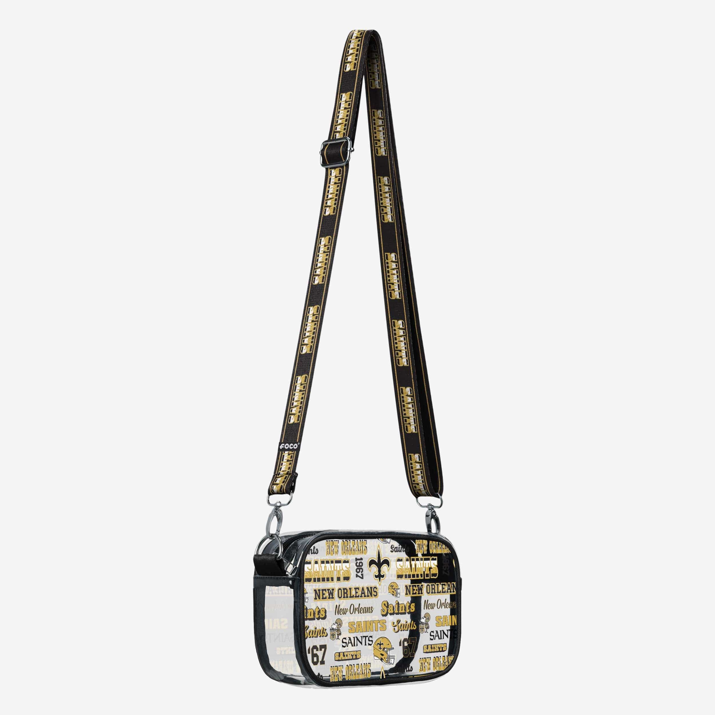 New Orleans Saints Repeat Retro Print Clear Crossbody Bag 2 New Orleans Saints Repeat Retro Print Clear Crossbody Bag
