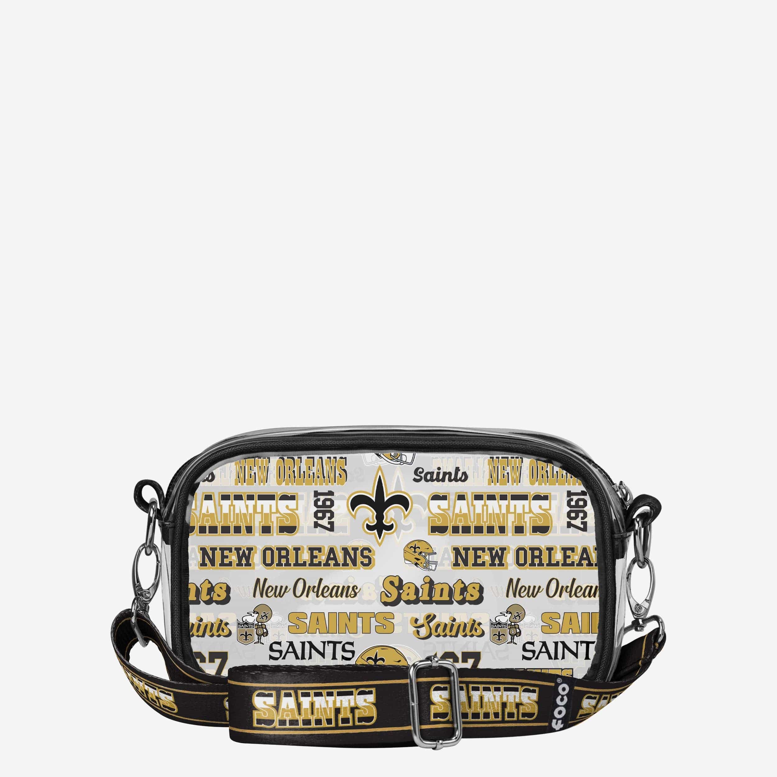 New Orleans Saints Repeat Retro Print Clear Crossbody Bag 5 New Orleans Saints Repeat Retro Print Clear Crossbody Bag