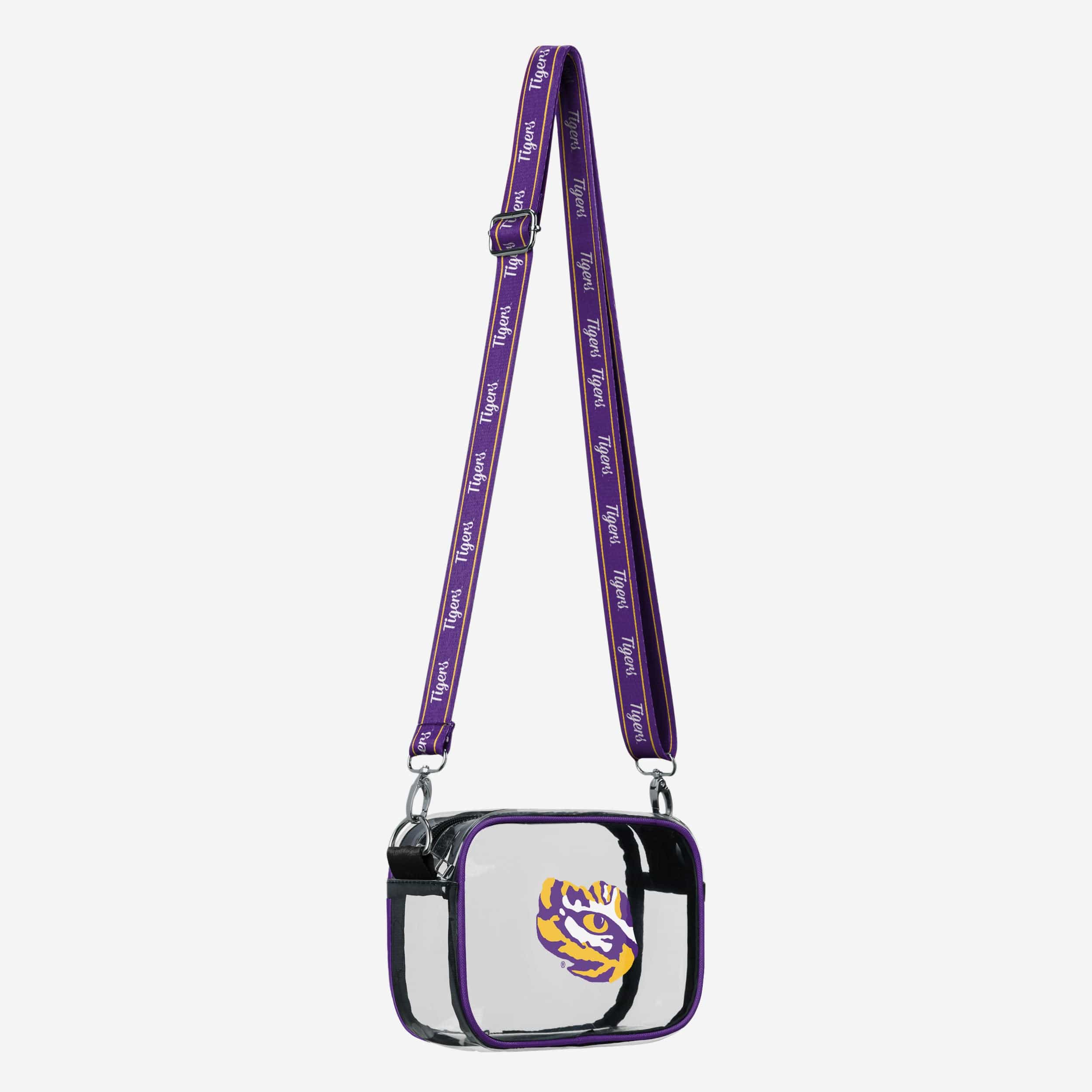 LSU Tigers Team Stripe Clear Crossbody Bag 2 LSU Tigers Team Stripe Clear Crossbody Bag