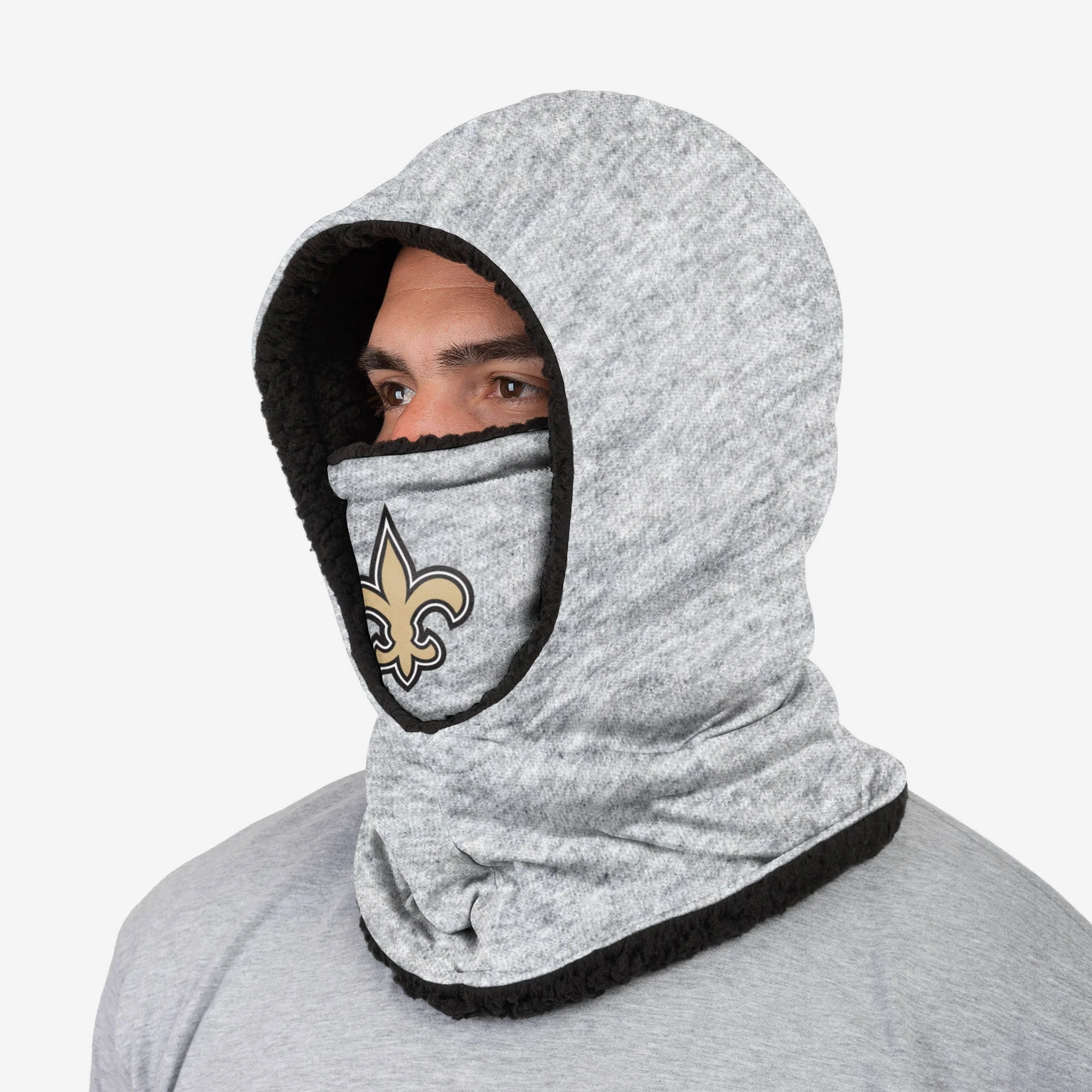 New Orleans Saints Heather Grey Big Logo Hooded Gaiter 2 New Orleans Saints Heather Grey Big Logo Hooded Gaiter