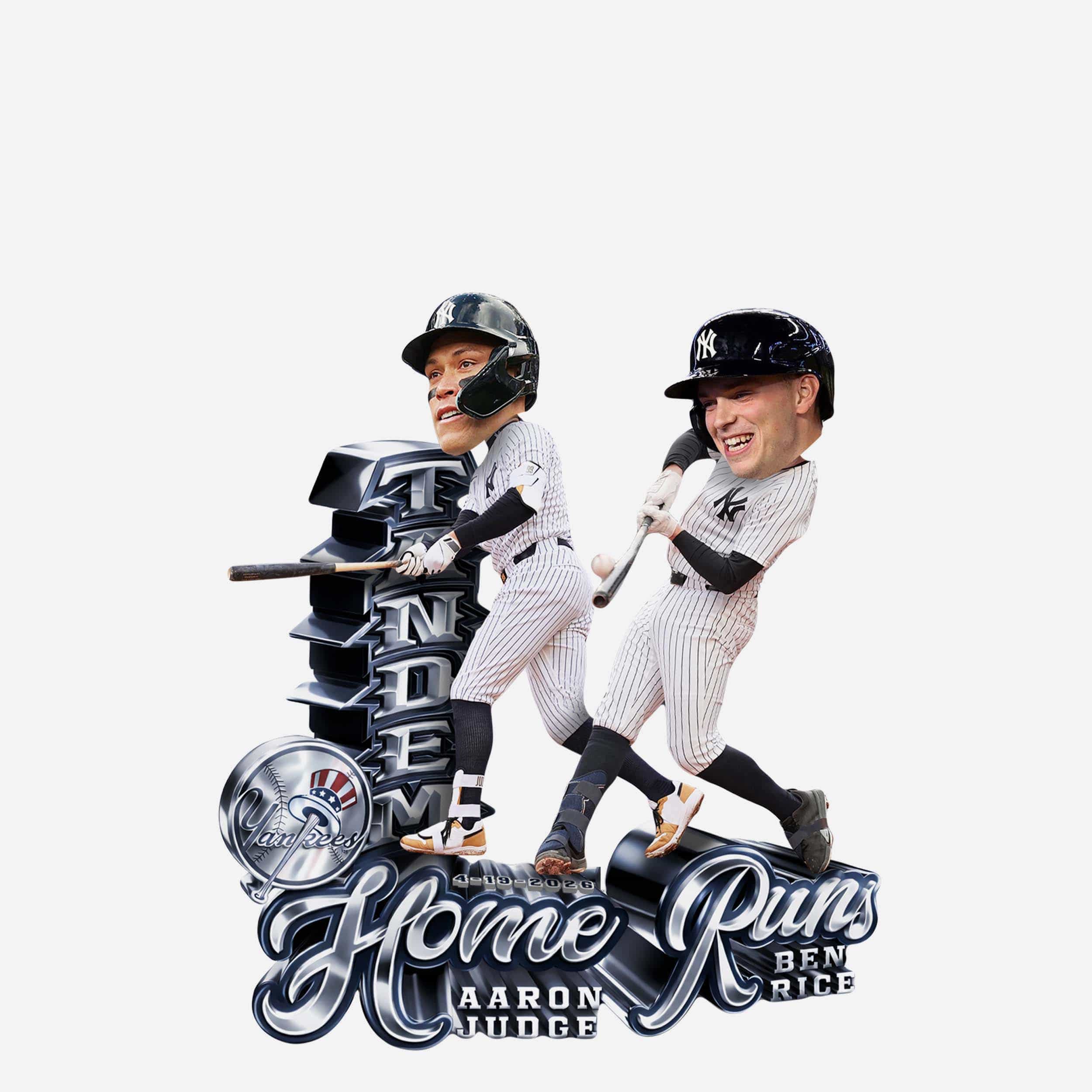 Aaron Judge & Ben Rice New York Yankees Home Run Tandem Mini Bobblehead
