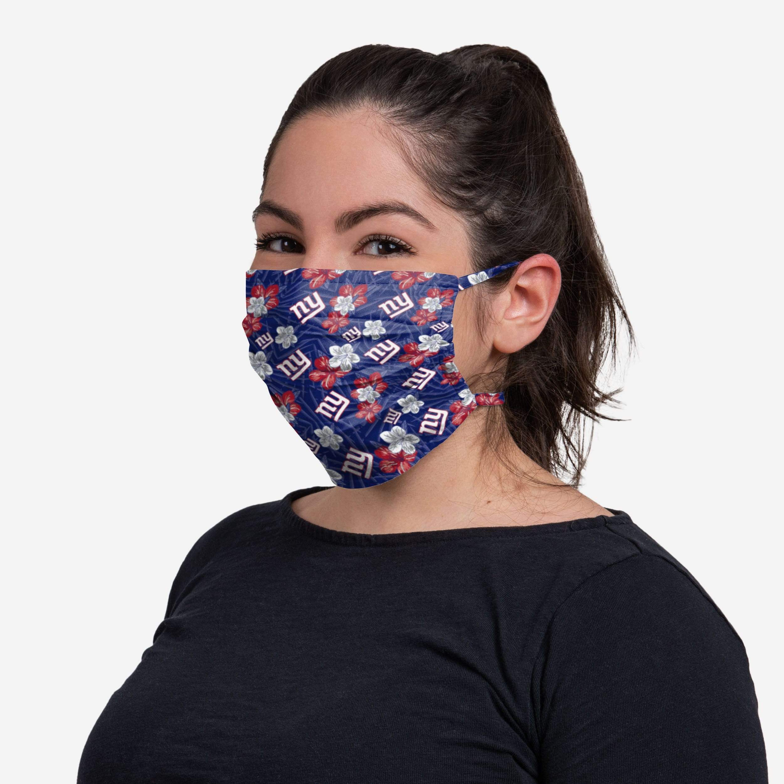 New York Giants Hibiscus Tie-Back Face Cover 3 New York Giants Hibiscus Tie-Back Face Cover