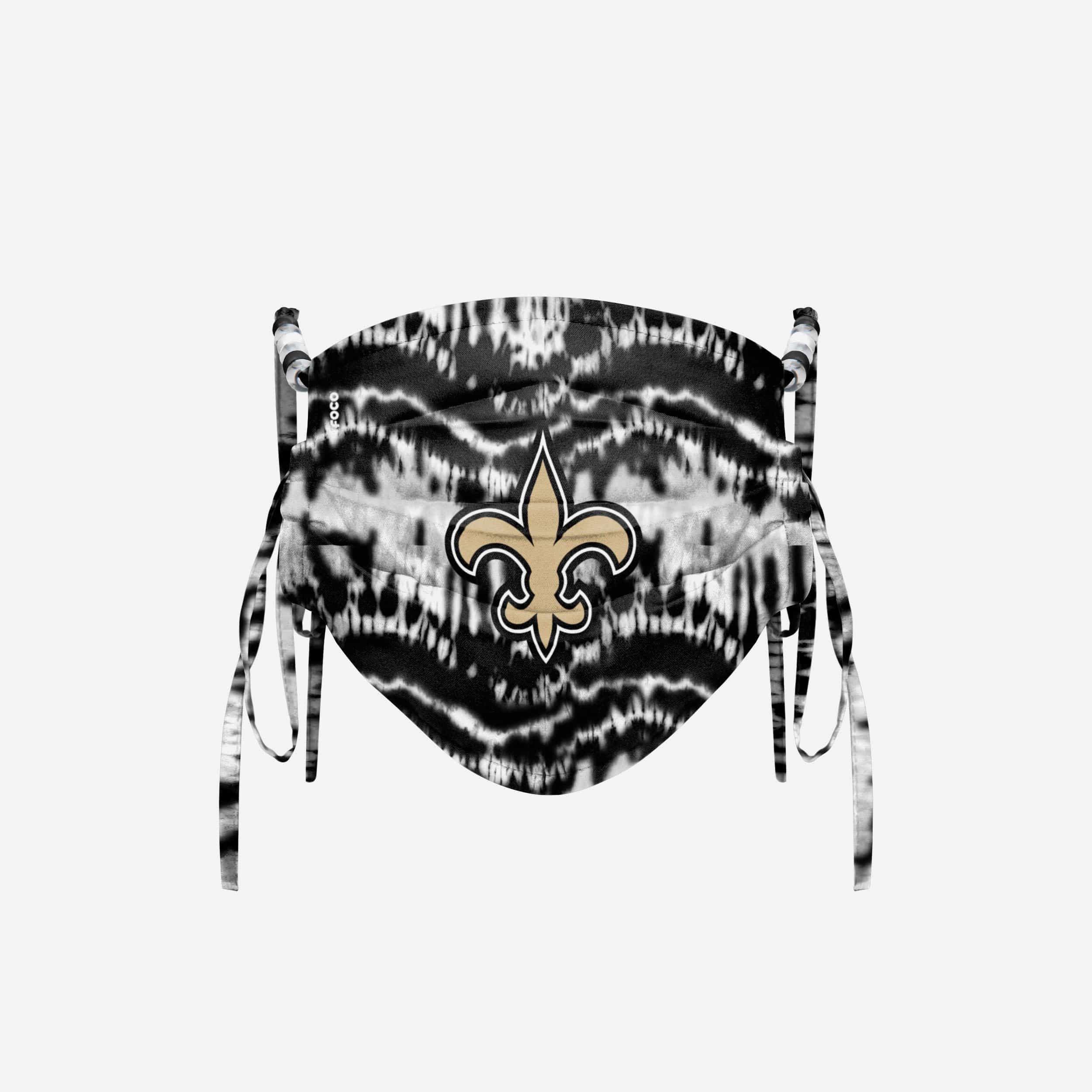 New Orleans Saints Tie-Dye Beaded Tie-Back Face Cover 2 New Orleans Saints Tie-Dye Beaded Tie-Back Face Cover
