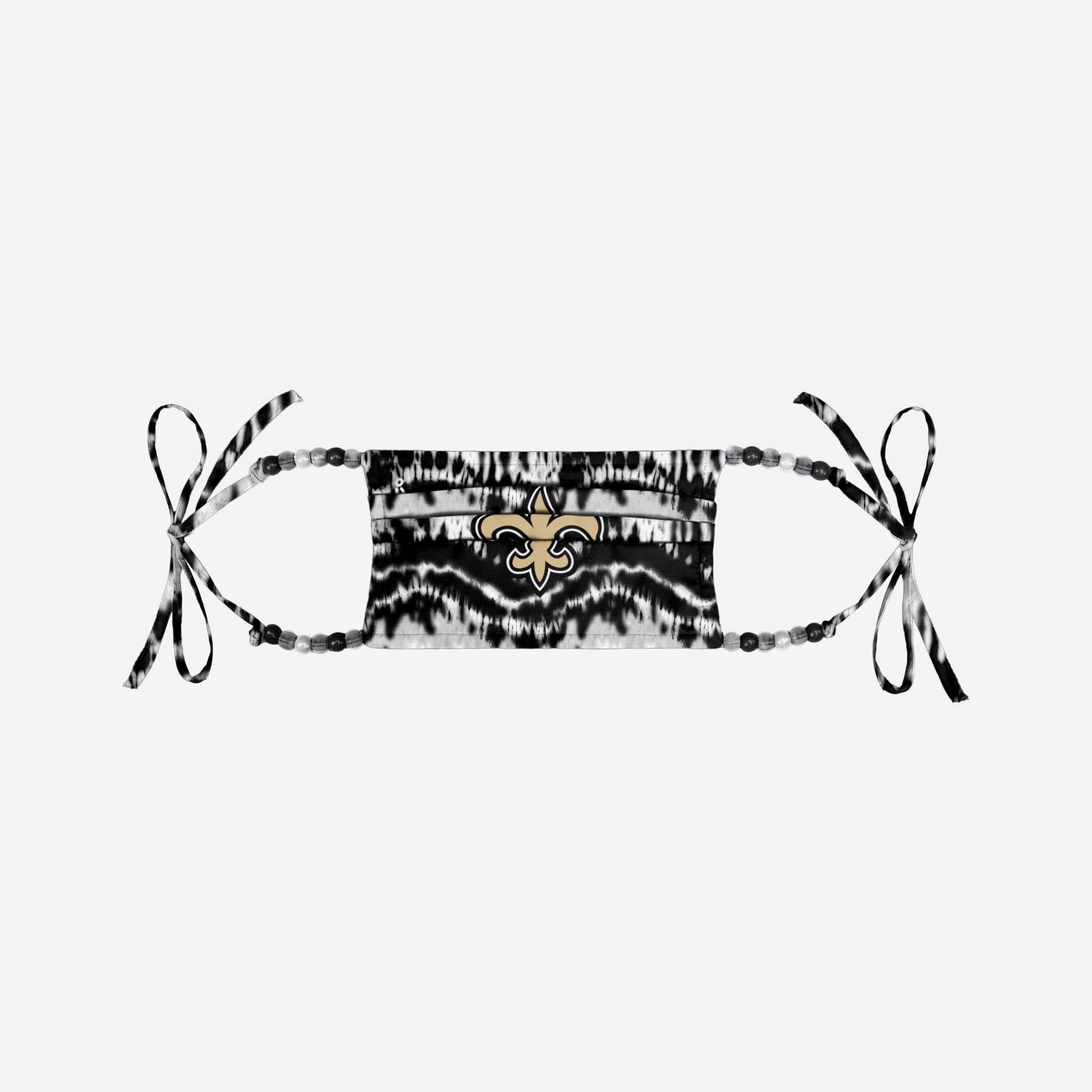 New Orleans Saints Tie-Dye Beaded Tie-Back Face Cover 5 New Orleans Saints Tie-Dye Beaded Tie-Back Face Cover