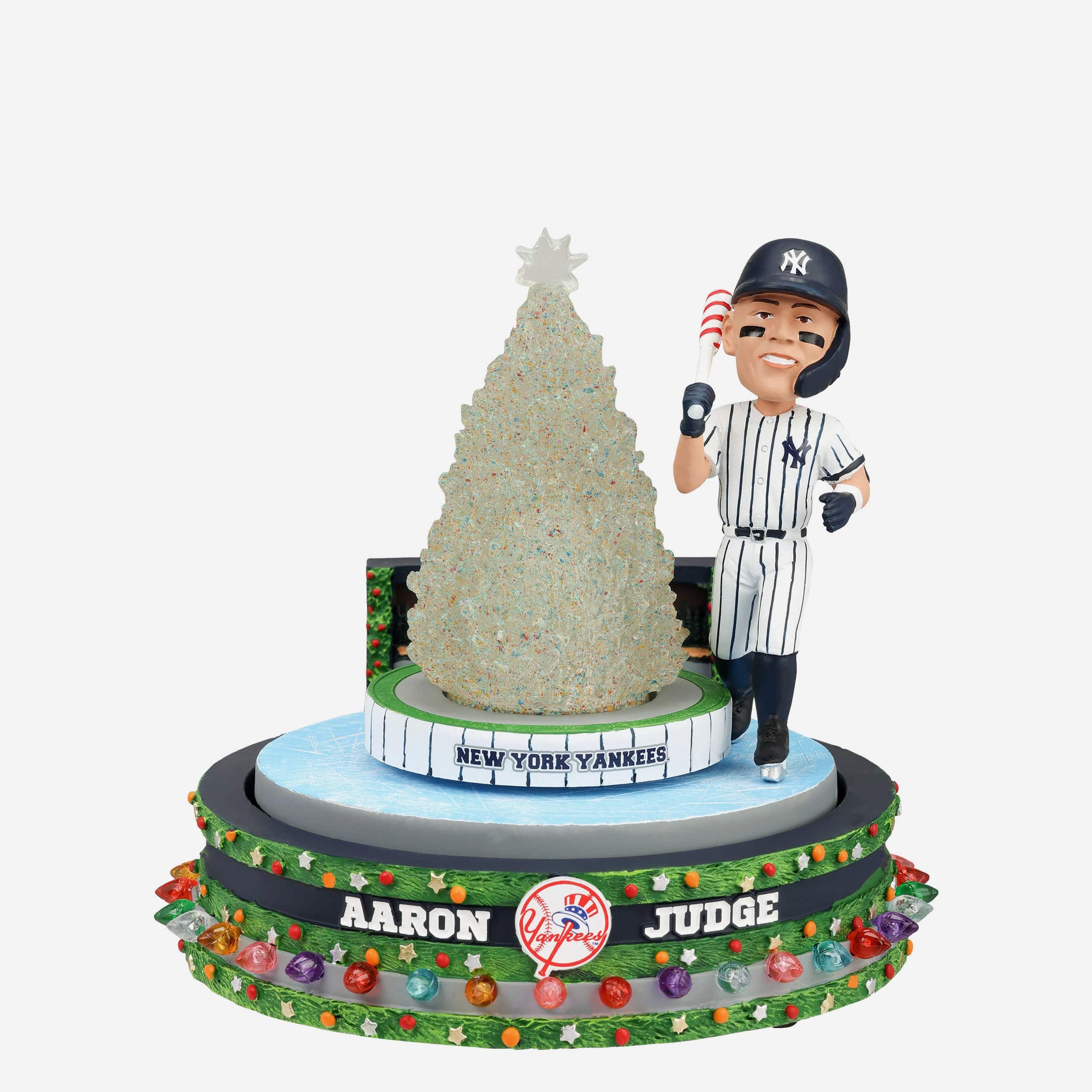 Aaron Judge New York Yankees Christmas Tree Skating Rink Spinner Bobblehead