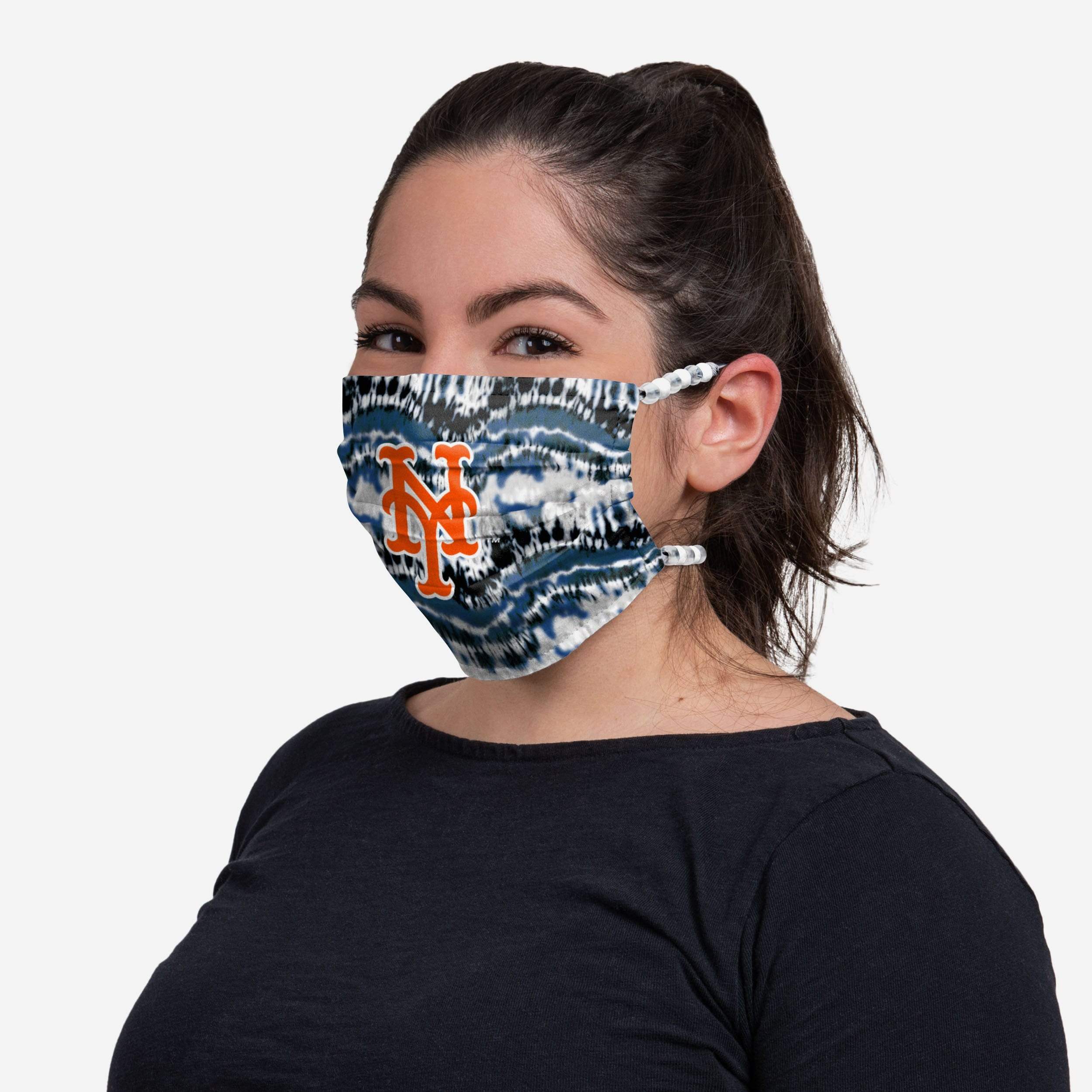 New York Mets Tie-Dye Beaded Tie-Back Face Cover 3 New York Mets Tie-Dye Beaded Tie-Back Face Cover