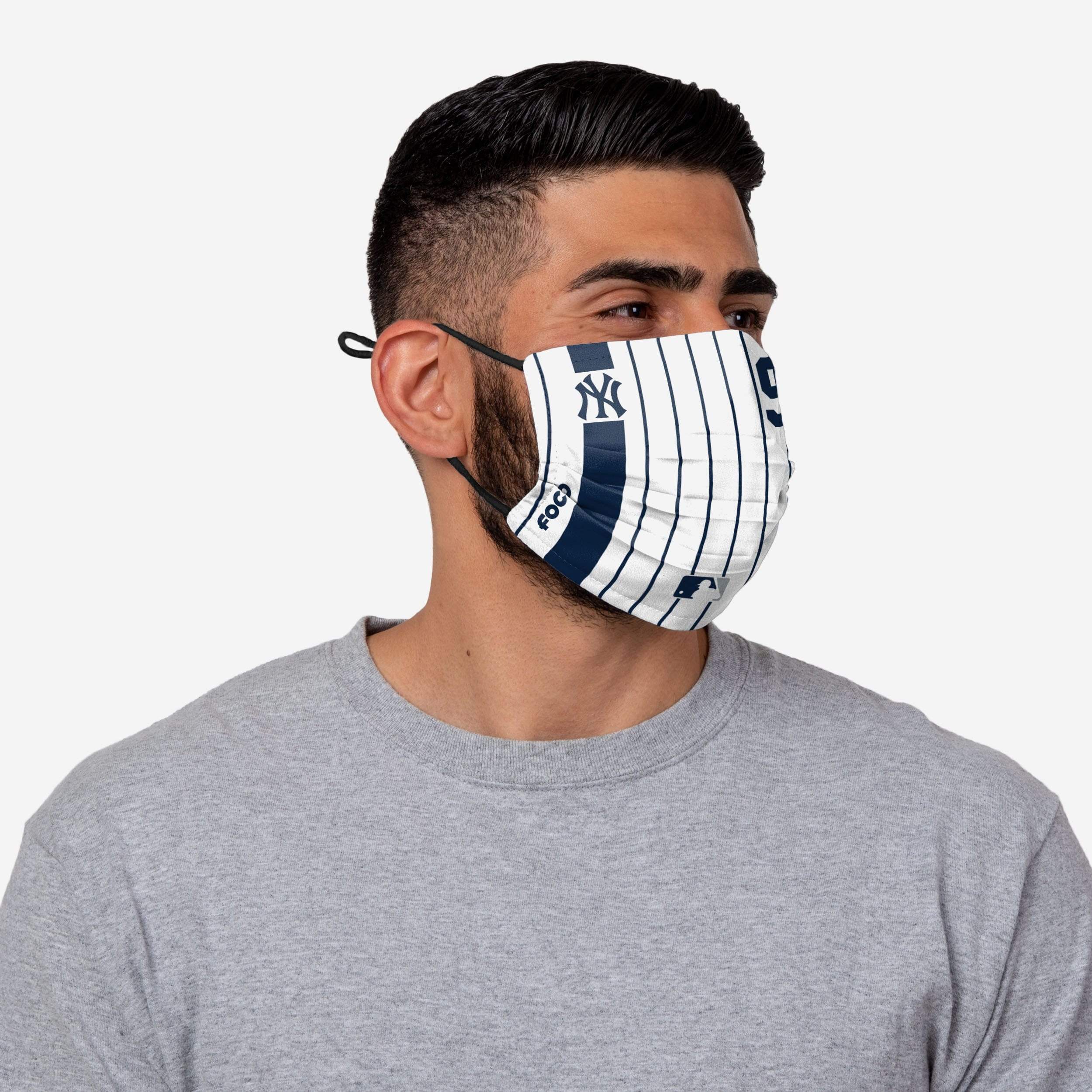 Aaron Judge New York Yankees On-Field Adjustable Pinstripe Face Cover 2 Aaron Judge New York Yankees On-Field Adjustable Pinstripe Face Cover