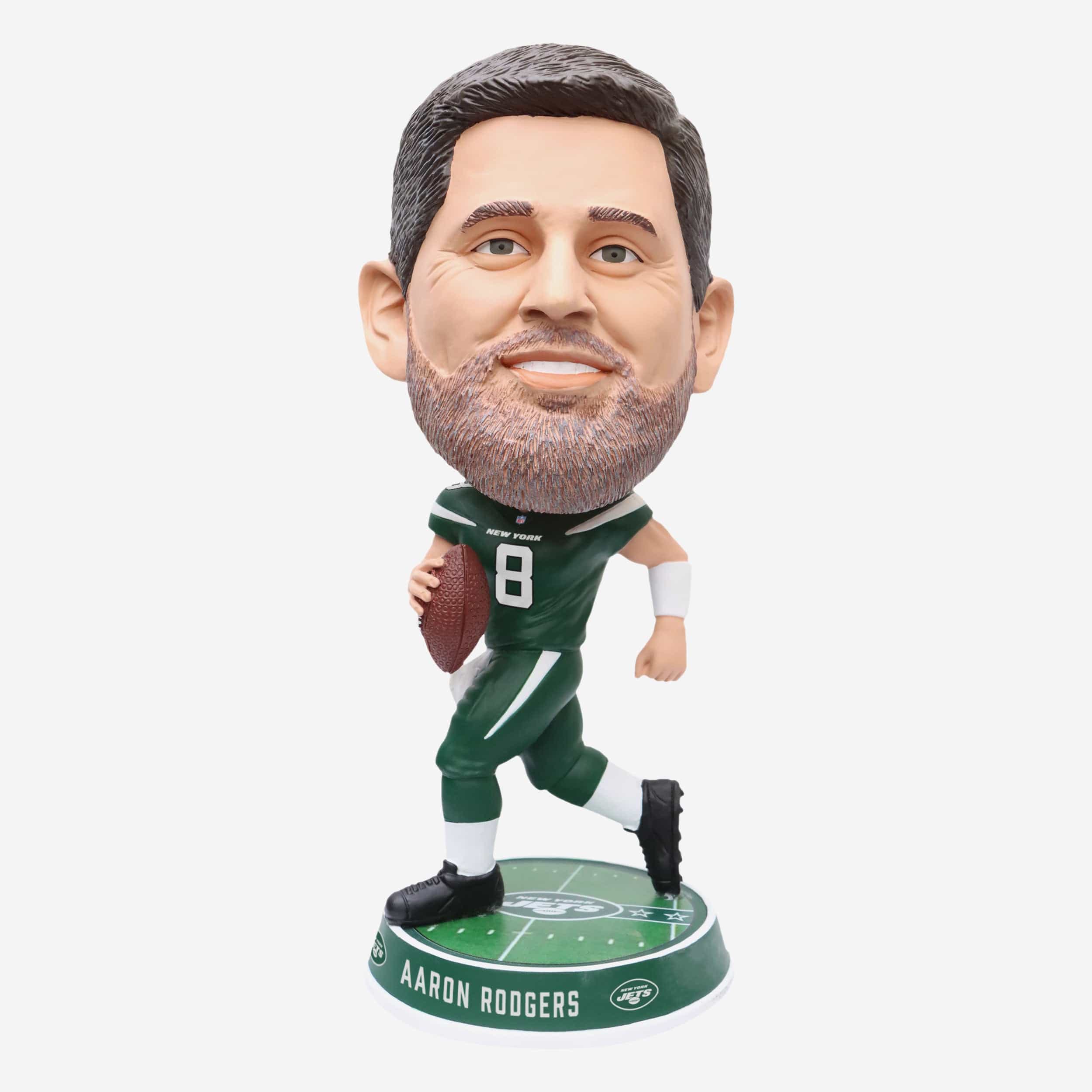 Aaron Rodgers New York Jets Field Stripe Bighead Bobblehead