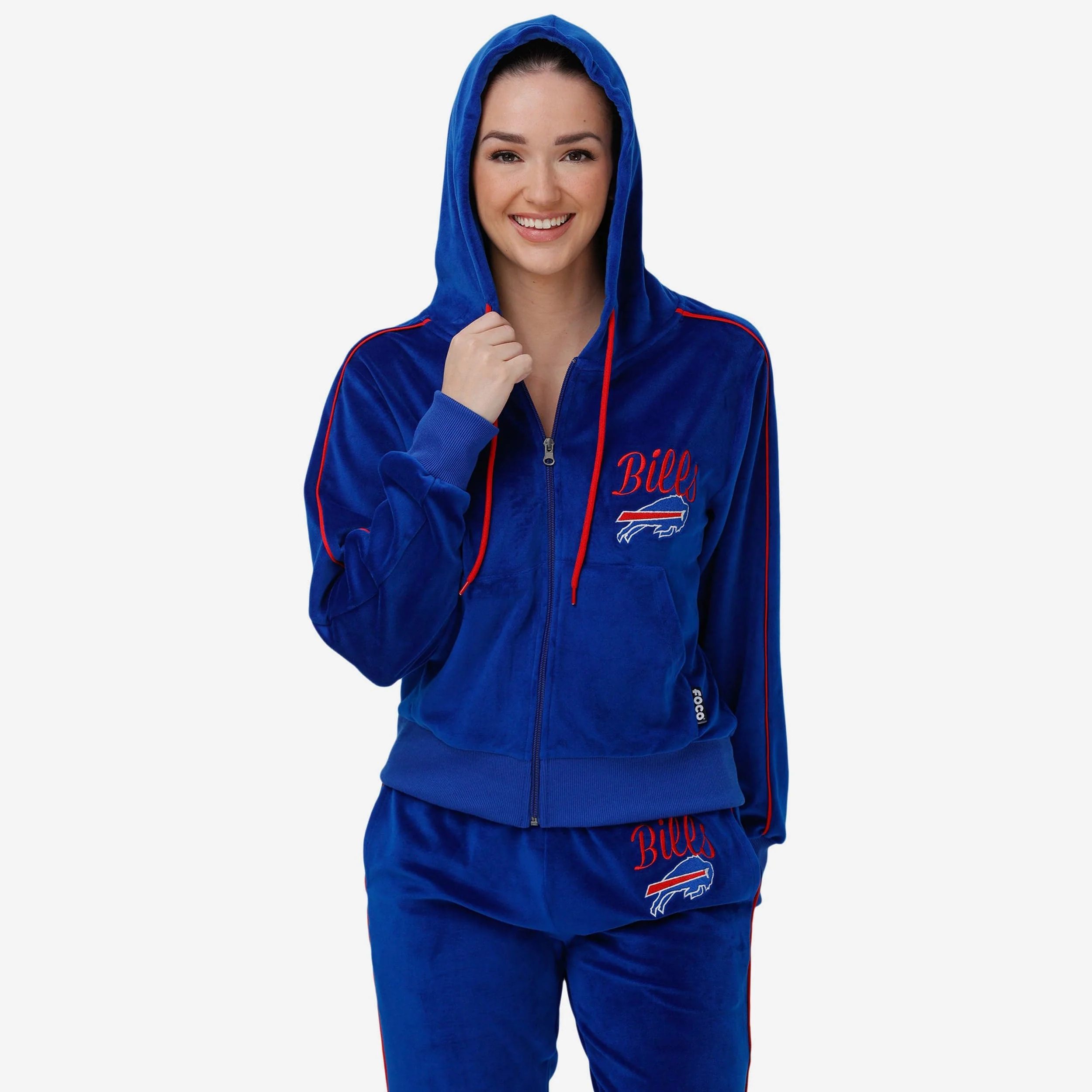 Buffalo Bills Womens Velour Zip Up Top