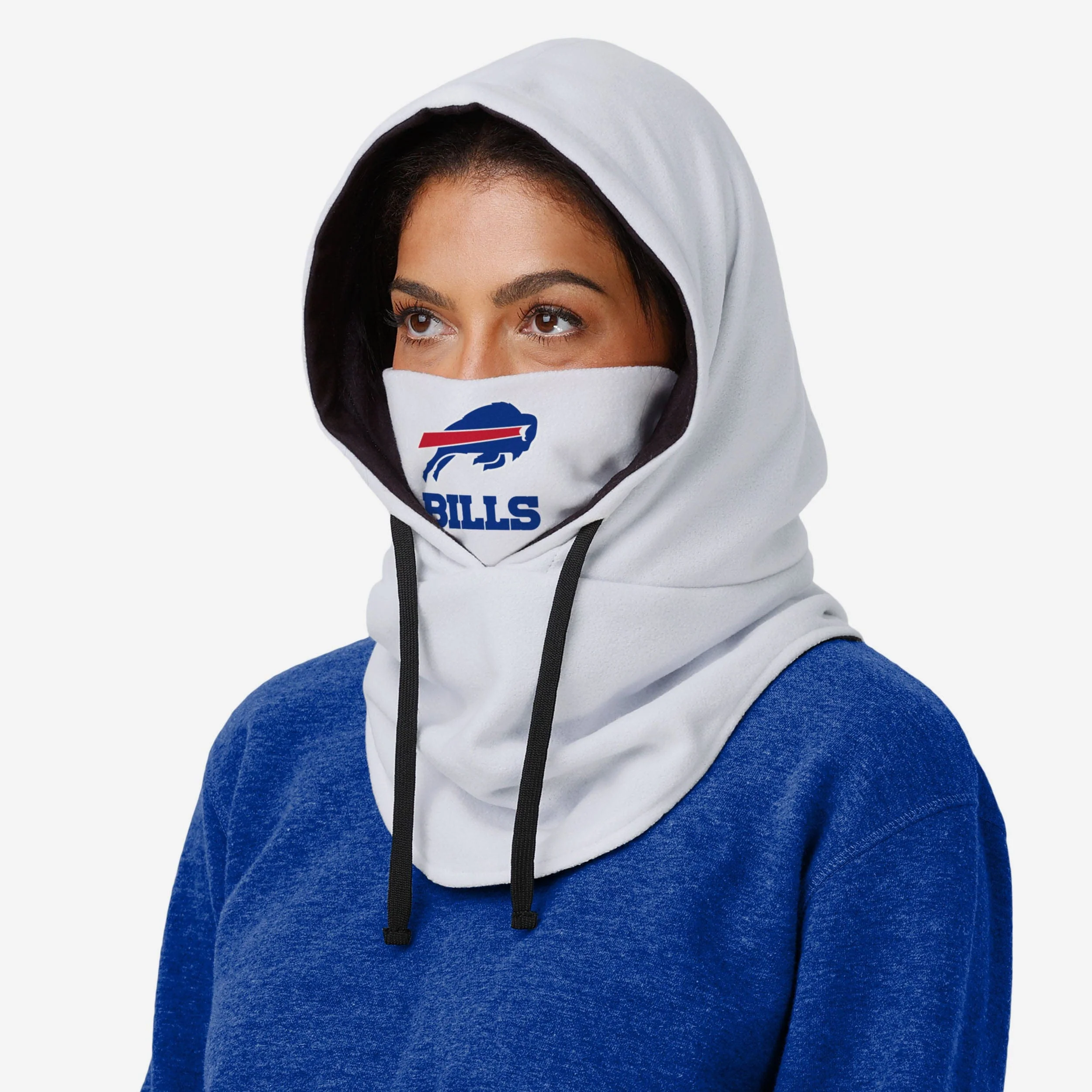Buffalo Bills White Drawstring Hooded Gaiter 3 Buffalo Bills White Drawstring Hooded Gaiter