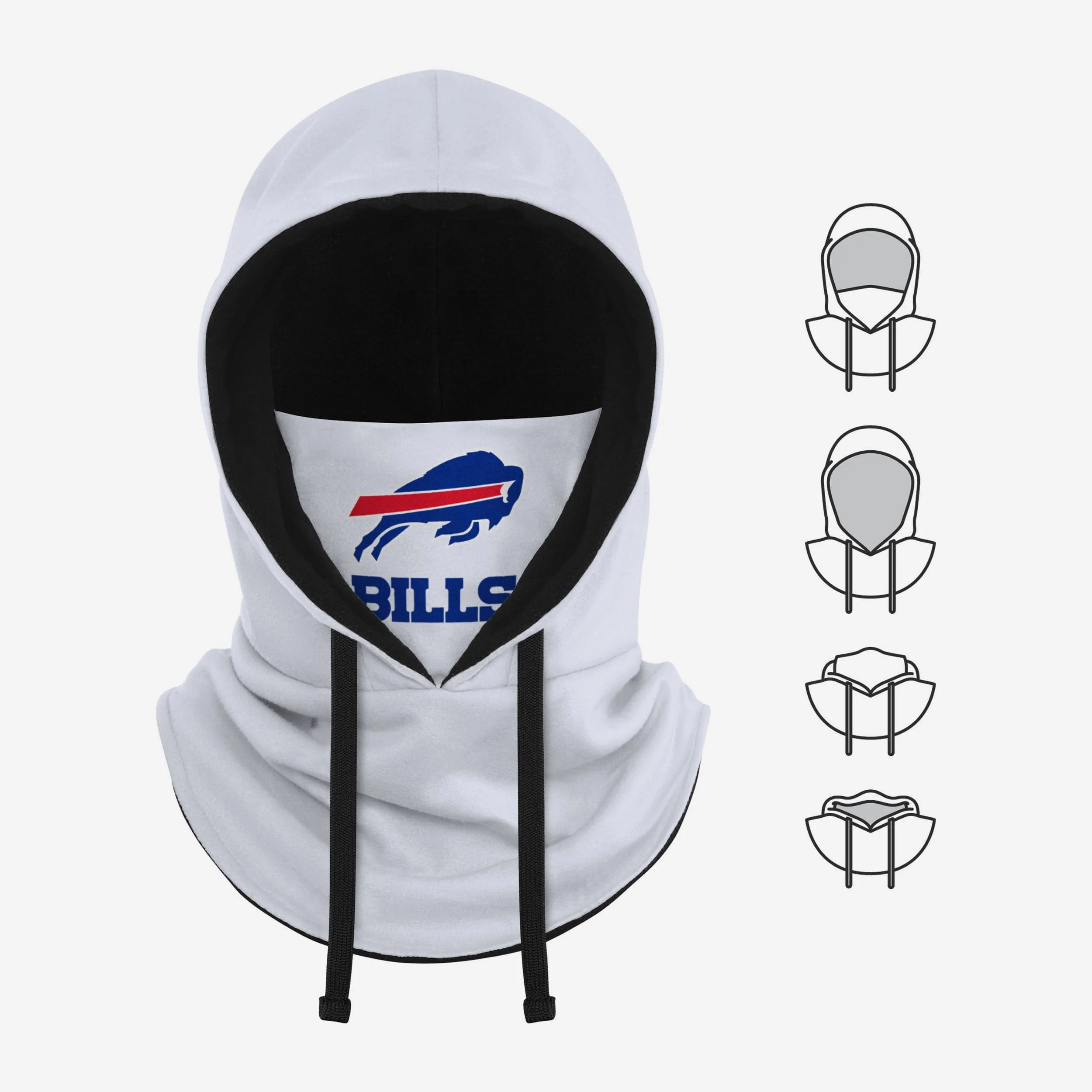 Buffalo Bills White Drawstring Hooded Gaiter 5 Buffalo Bills White Drawstring Hooded Gaiter
