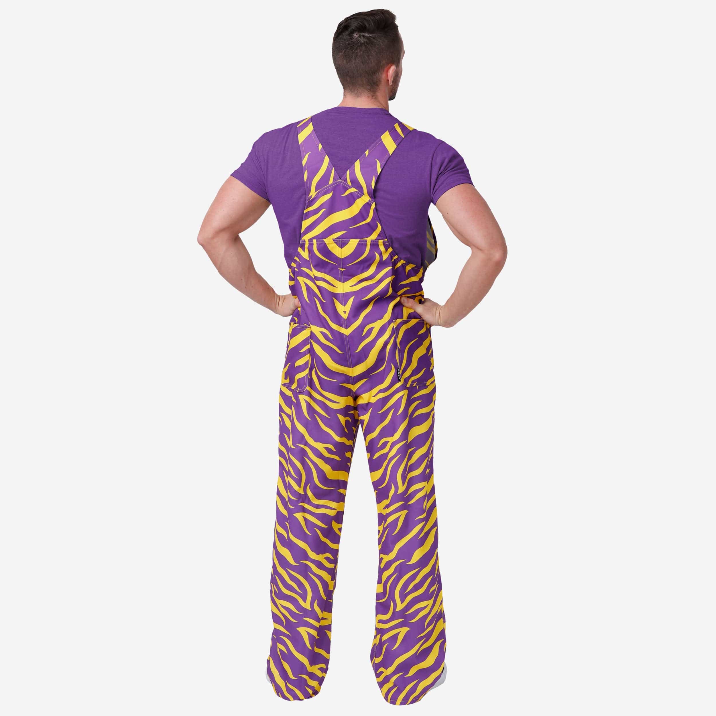 LSU Tigers Mens Tiger Stripe Thematic Bib Overalls 2 LSU Tigers Mens Tiger Stripe Thematic Bib Overalls