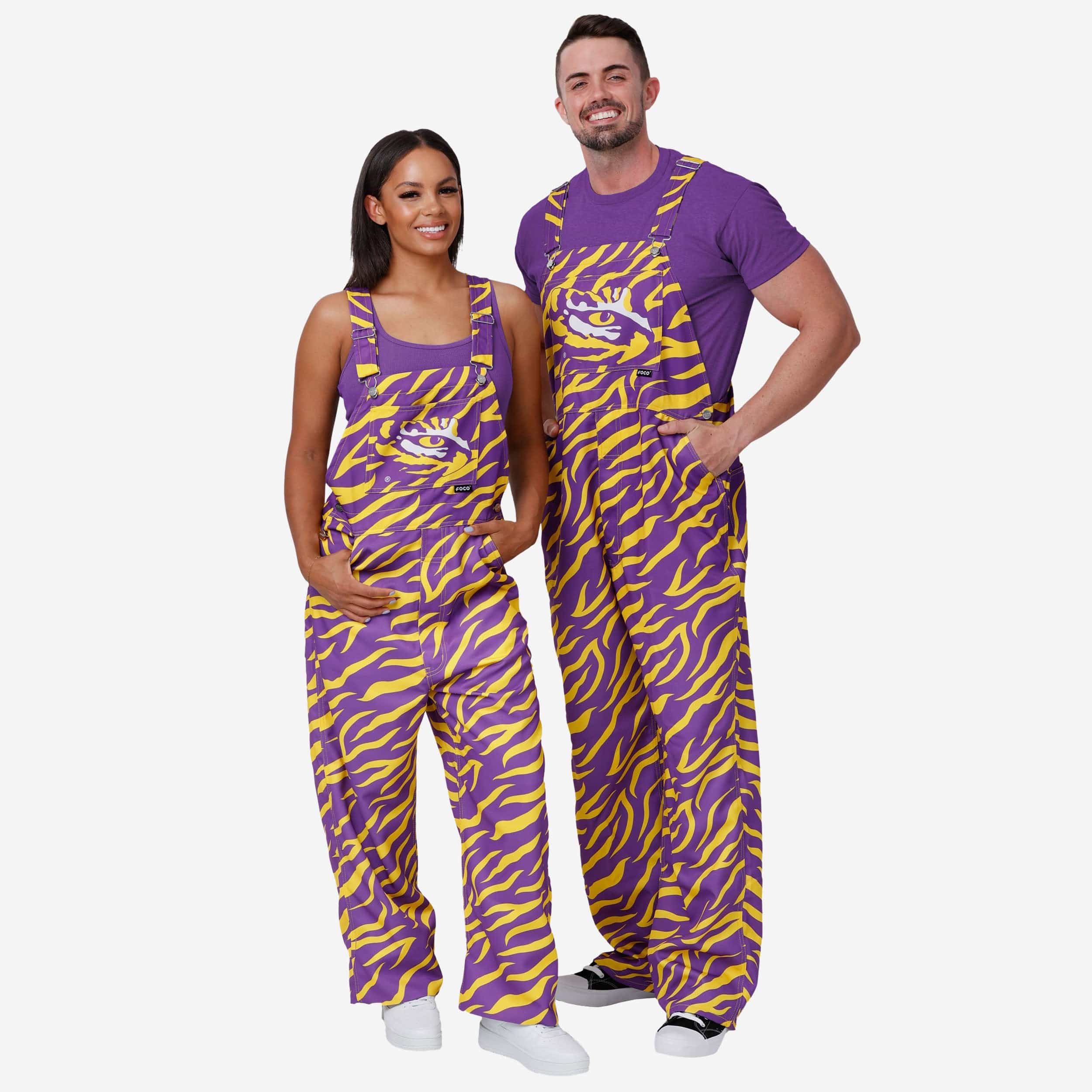 LSU Tigers Mens Tiger Stripe Thematic Bib Overalls 3 LSU Tigers Mens Tiger Stripe Thematic Bib Overalls