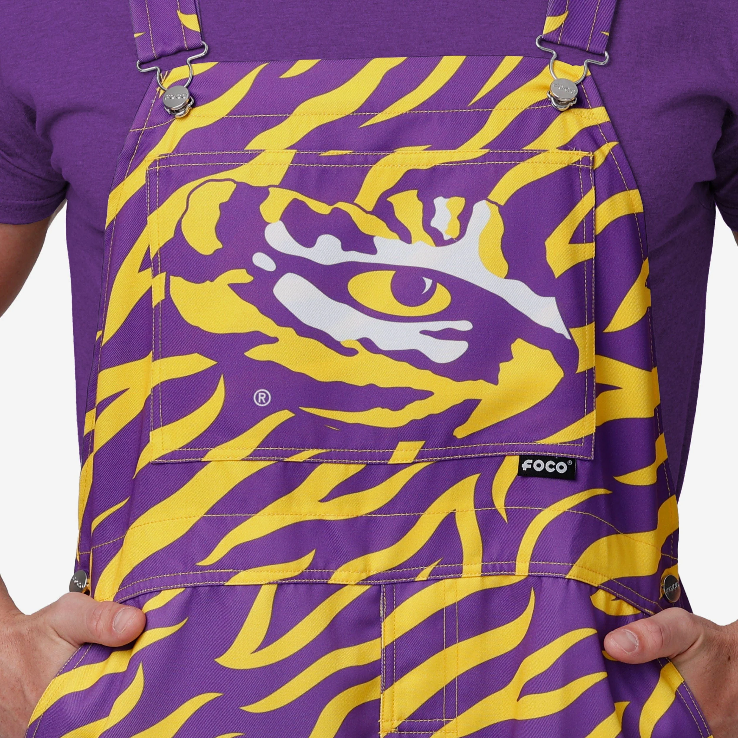 LSU Tigers Mens Tiger Stripe Thematic Bib Overalls 4 LSU Tigers Mens Tiger Stripe Thematic Bib Overalls