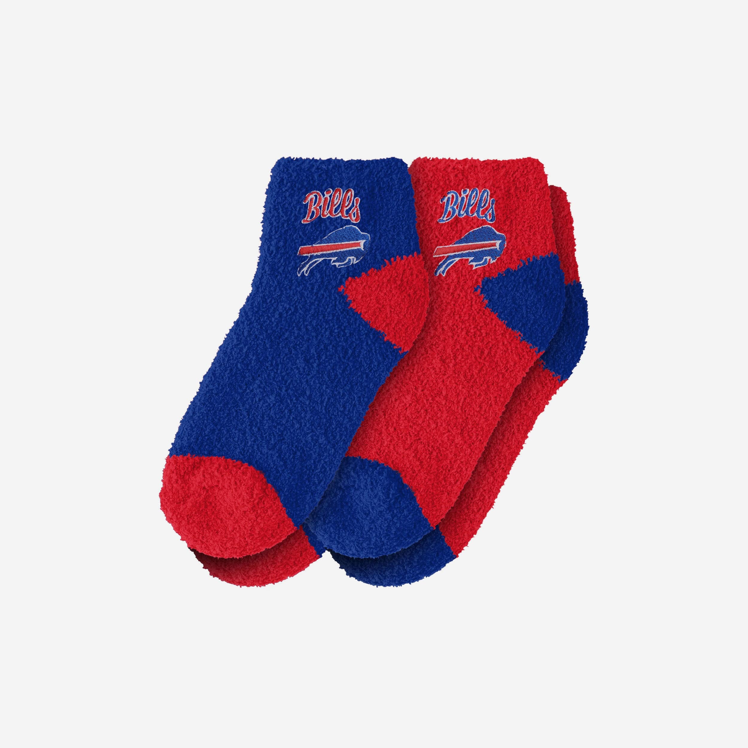Buffalo Bills 2 Pack Womens Script Logo Fuzzy Ankle Socks