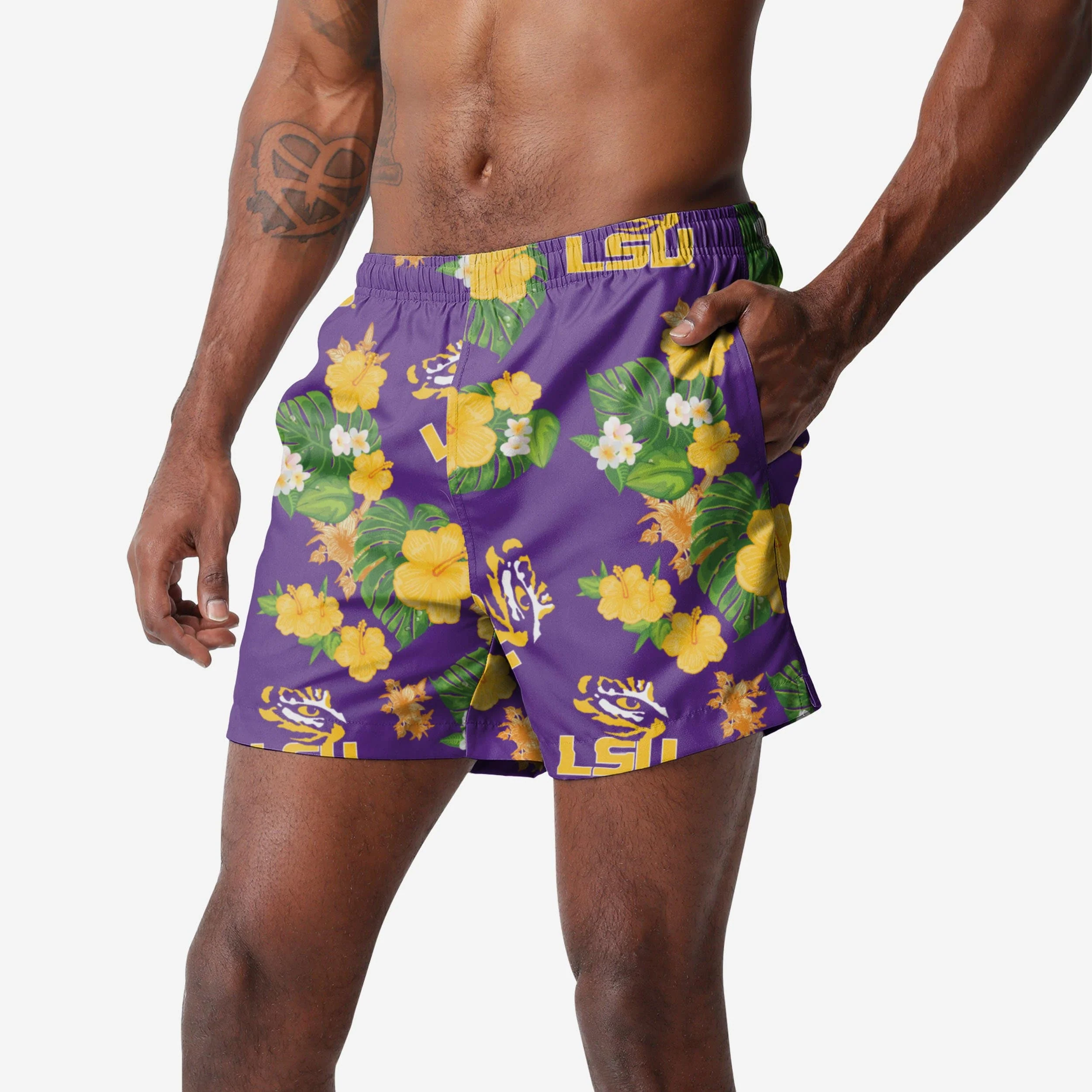 LSU Tigers Floral Swimming Trunks 1 LSU Tigers Floral Swimming Trunks