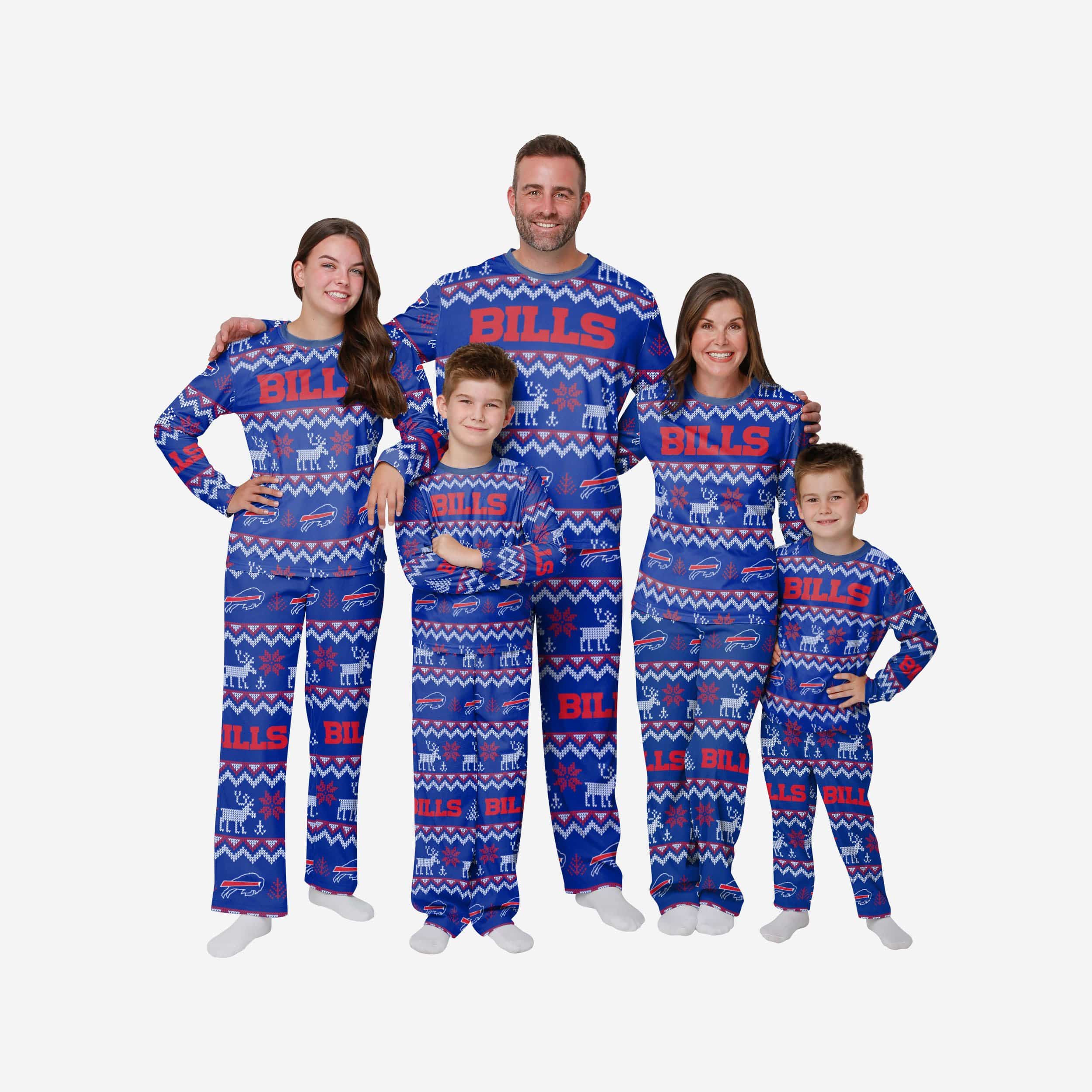 Buffalo Bills Youth Ugly Pattern Family Holiday Pajamas 3 Buffalo Bills Youth Ugly Pattern Family Holiday Pajamas