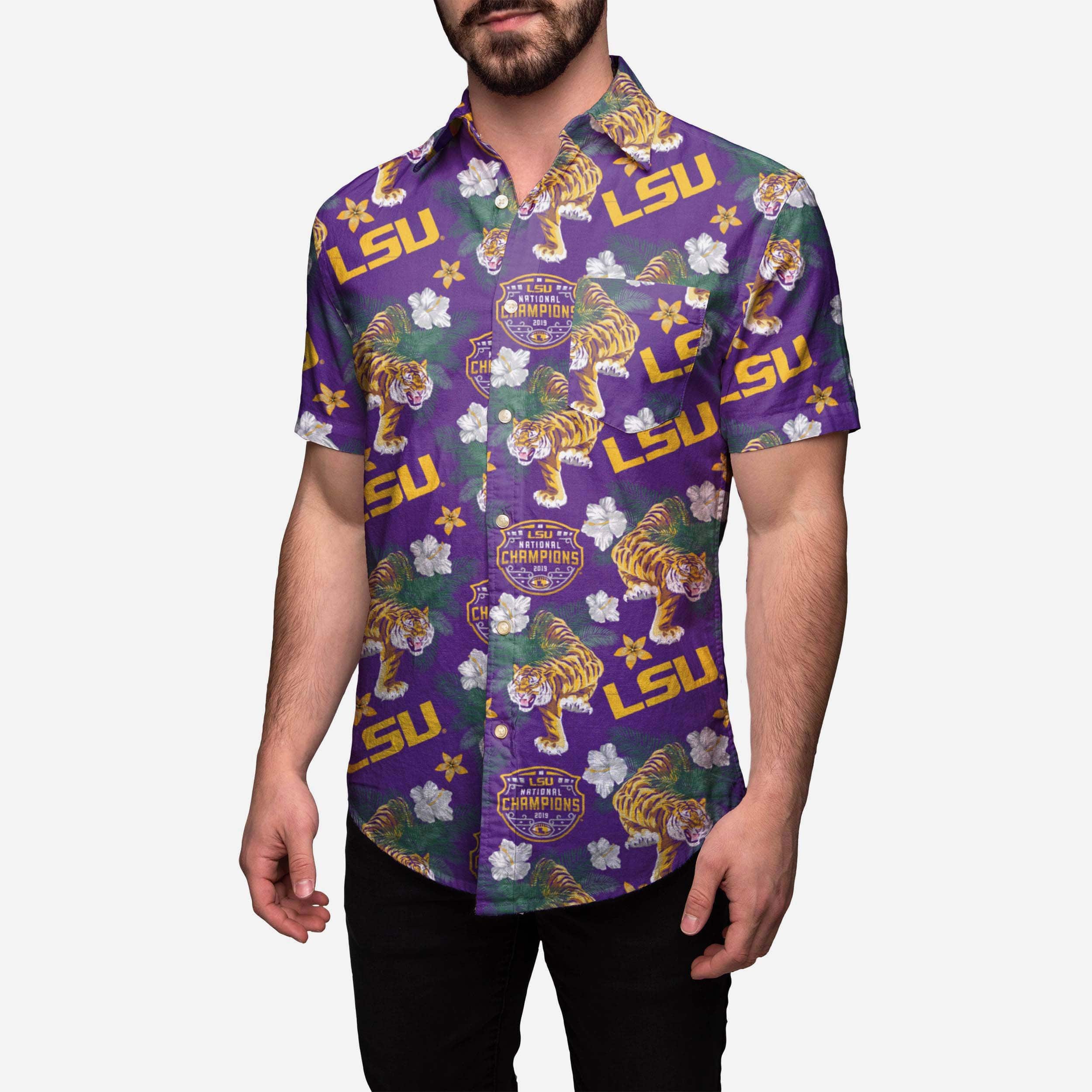 LSU Tigers 2019 Football National Champions Wildlife Button Up Shirt