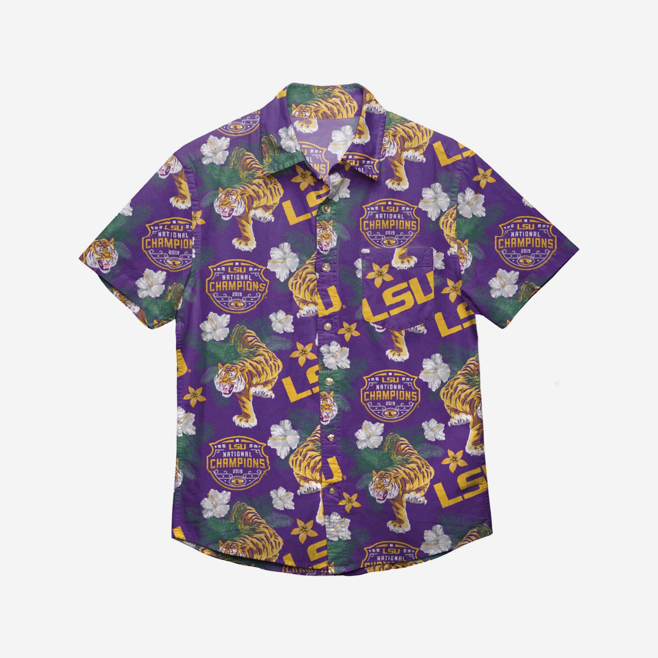 LSU Tigers 2019 Football National Champions Wildlife Button Up Shirt 2 LSU Tigers 2019 Football National Champions Wildlife Button Up Shirt