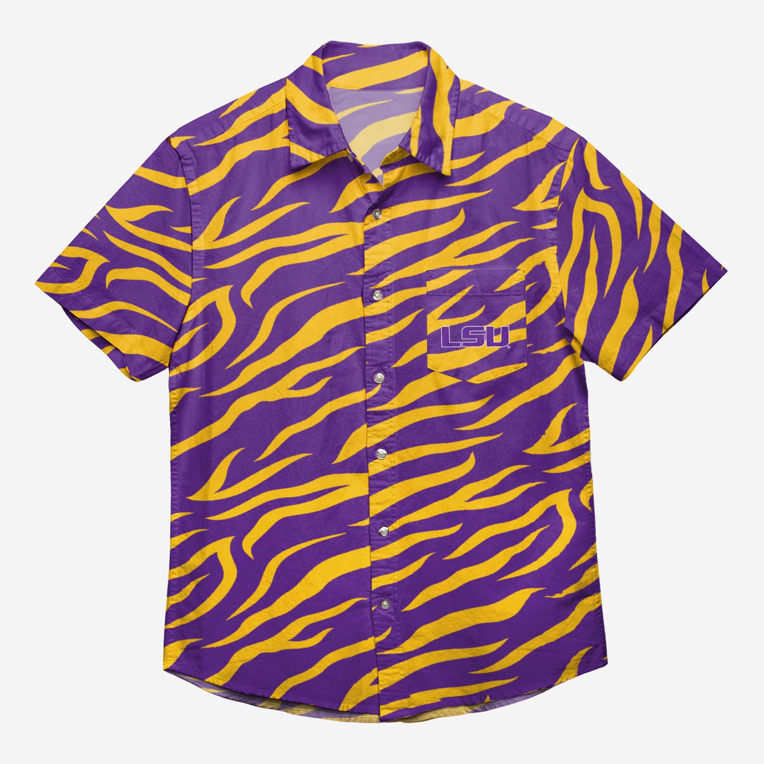 LSU Tigers Thematic Button Up Shirt 3 LSU Tigers Thematic Button Up Shirt