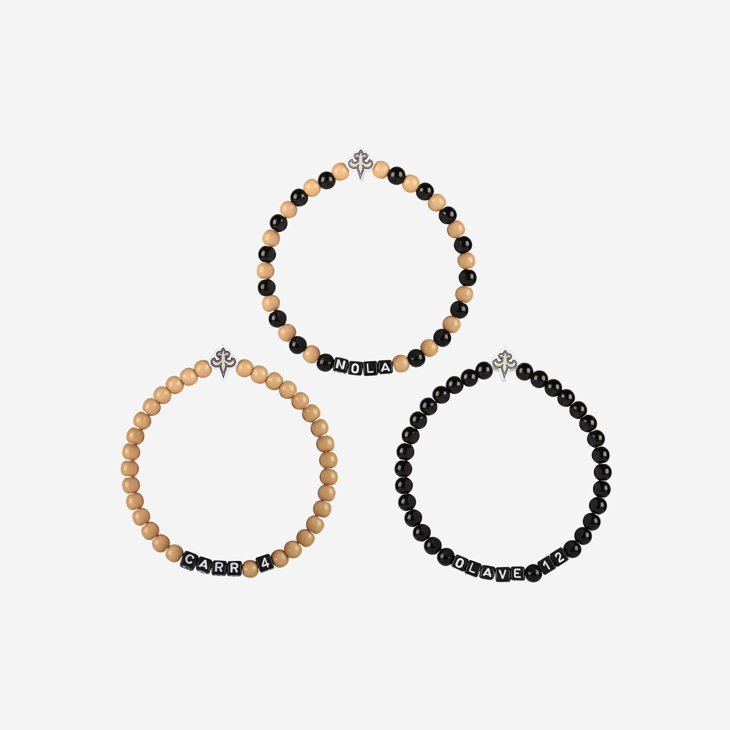 Chris Olave & Derek Carr New Orleans Saints 3 Pack Player Beaded Friendship Bracelet 3 Chris Olave & Derek Carr New Orleans Saints 3 Pack Player Beaded Friendship Bracelet