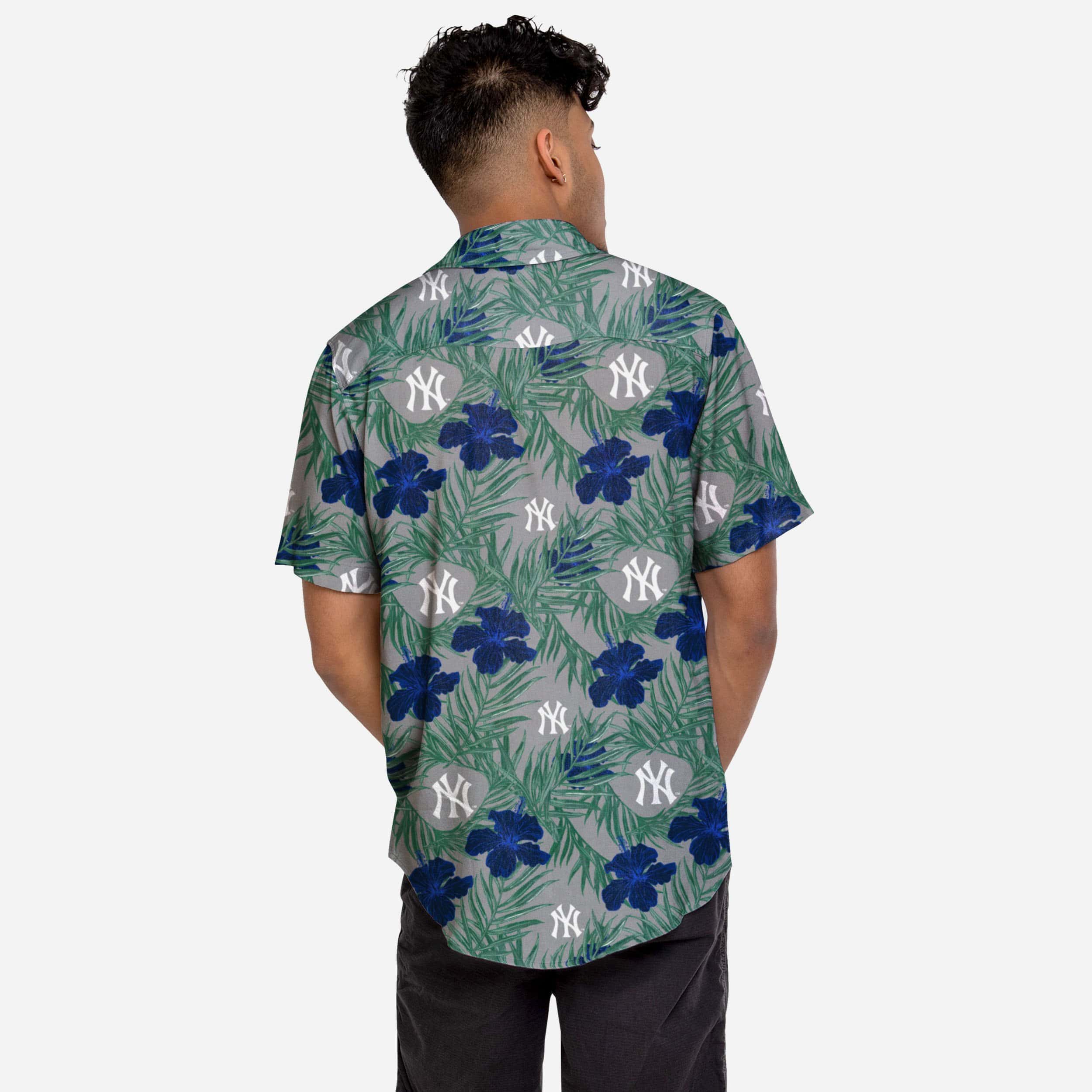 New York Yankees Hibiscus Button Up Shirt 2 New York Yankees Hibiscus Button Up Shirt
