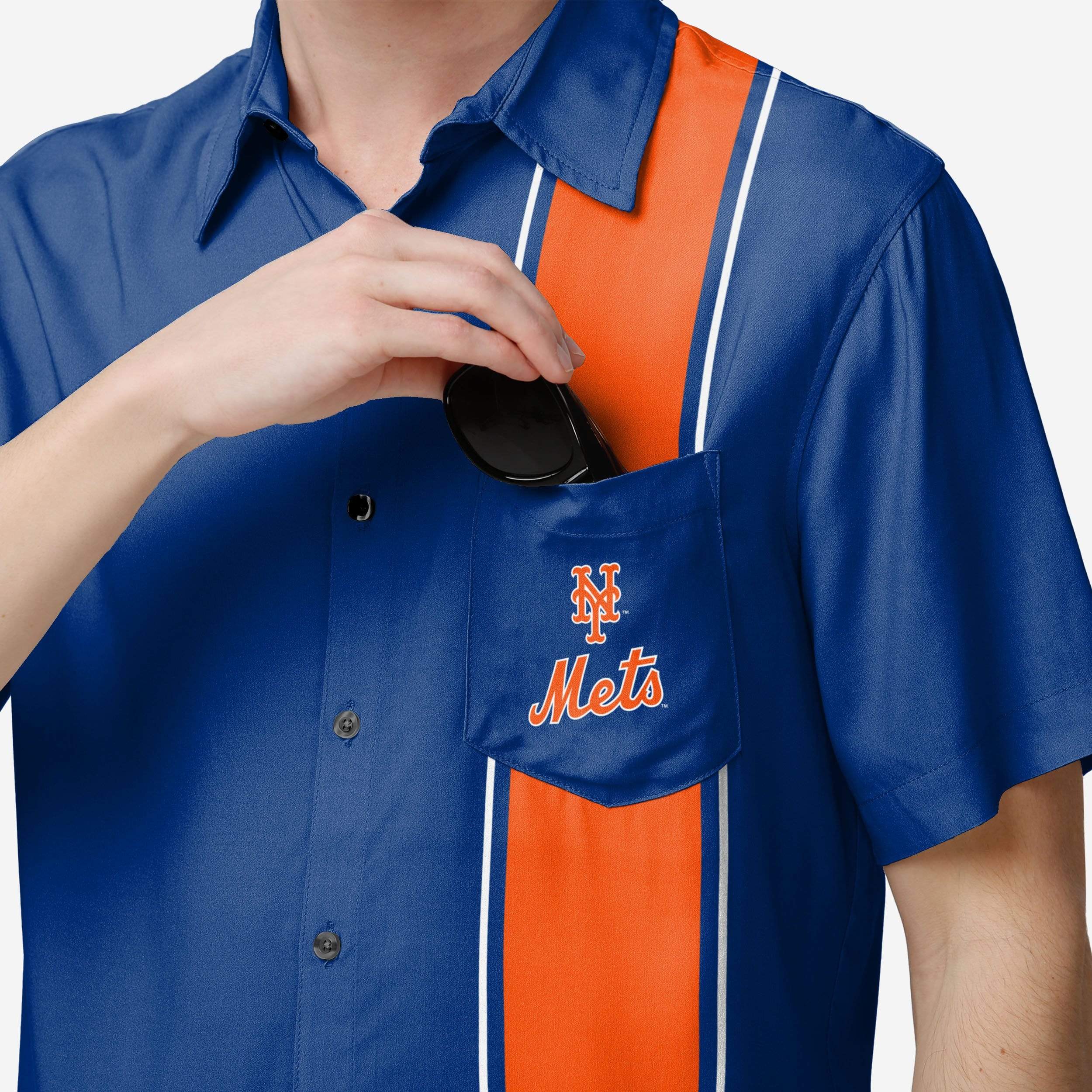 New York Mets Bowling Stripe Button Up Shirt 3 New York Mets Bowling Stripe Button Up Shirt