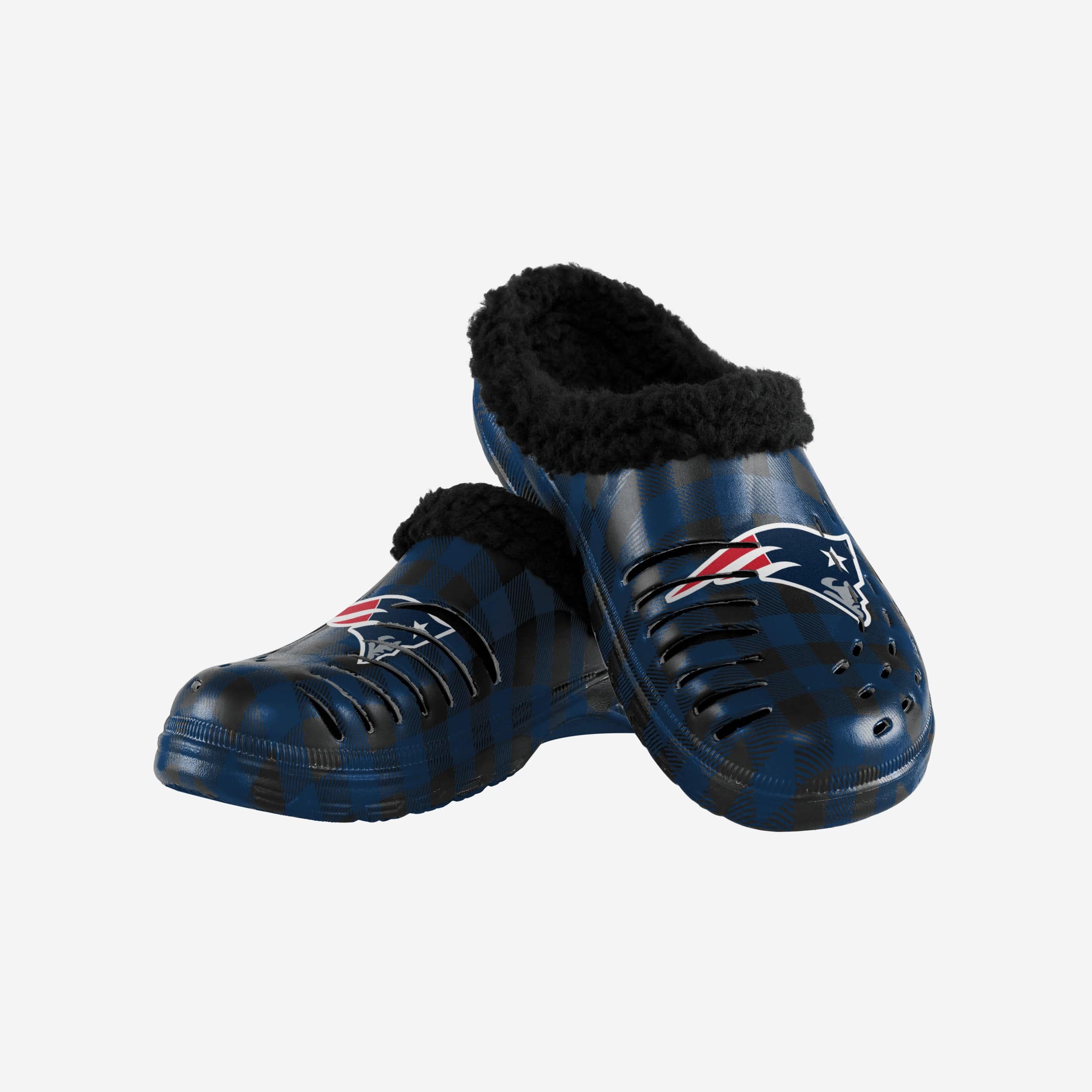 New England Patriots Sherpa Lined Buffalo Check Clog 3 New England Patriots Sherpa Lined Buffalo Check Clog