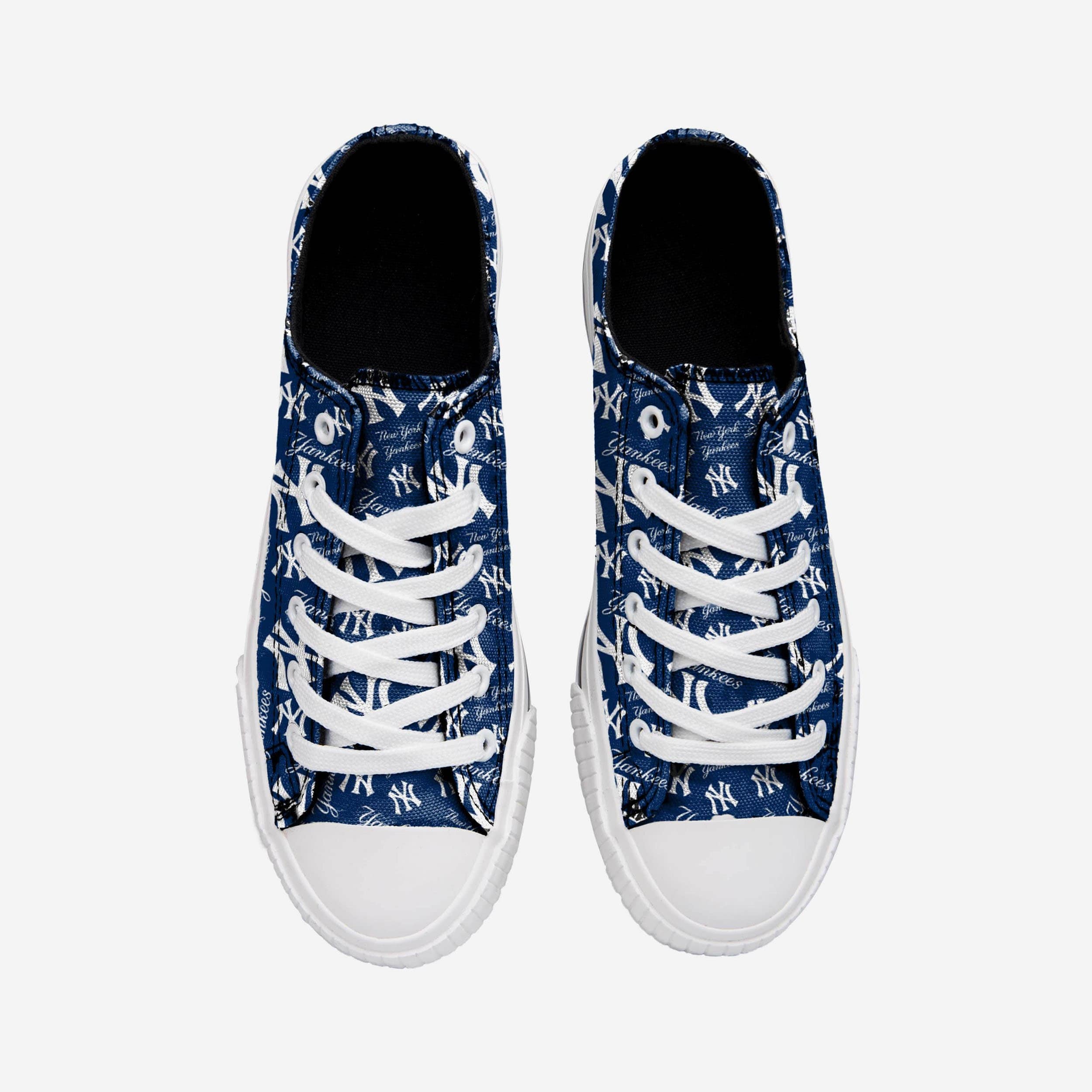 New York Yankees Womens Low Top Repeat Print Canvas Shoe 2 New York Yankees Womens Low Top Repeat Print Canvas Shoe