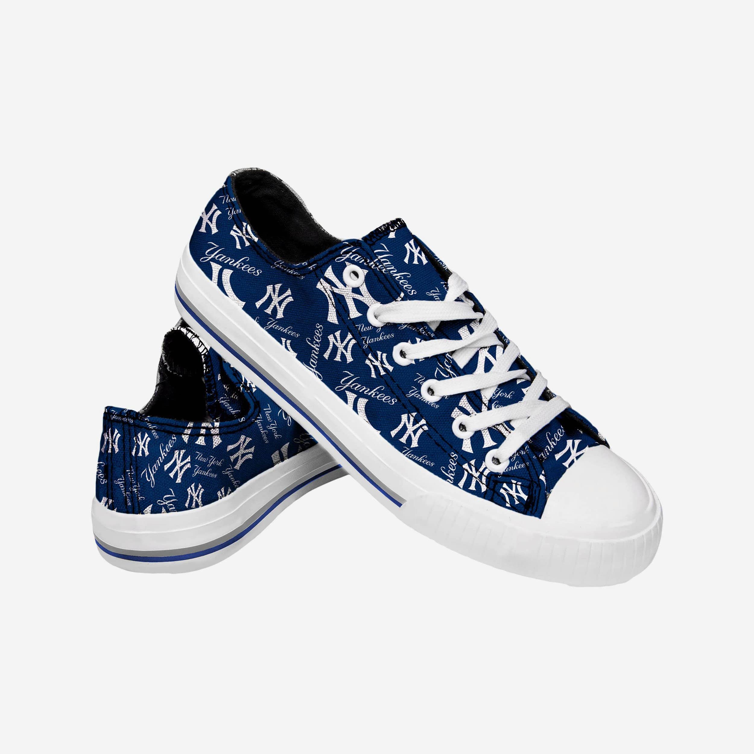 New York Yankees Womens Low Top Repeat Print Canvas Shoe 3 New York Yankees Womens Low Top Repeat Print Canvas Shoe