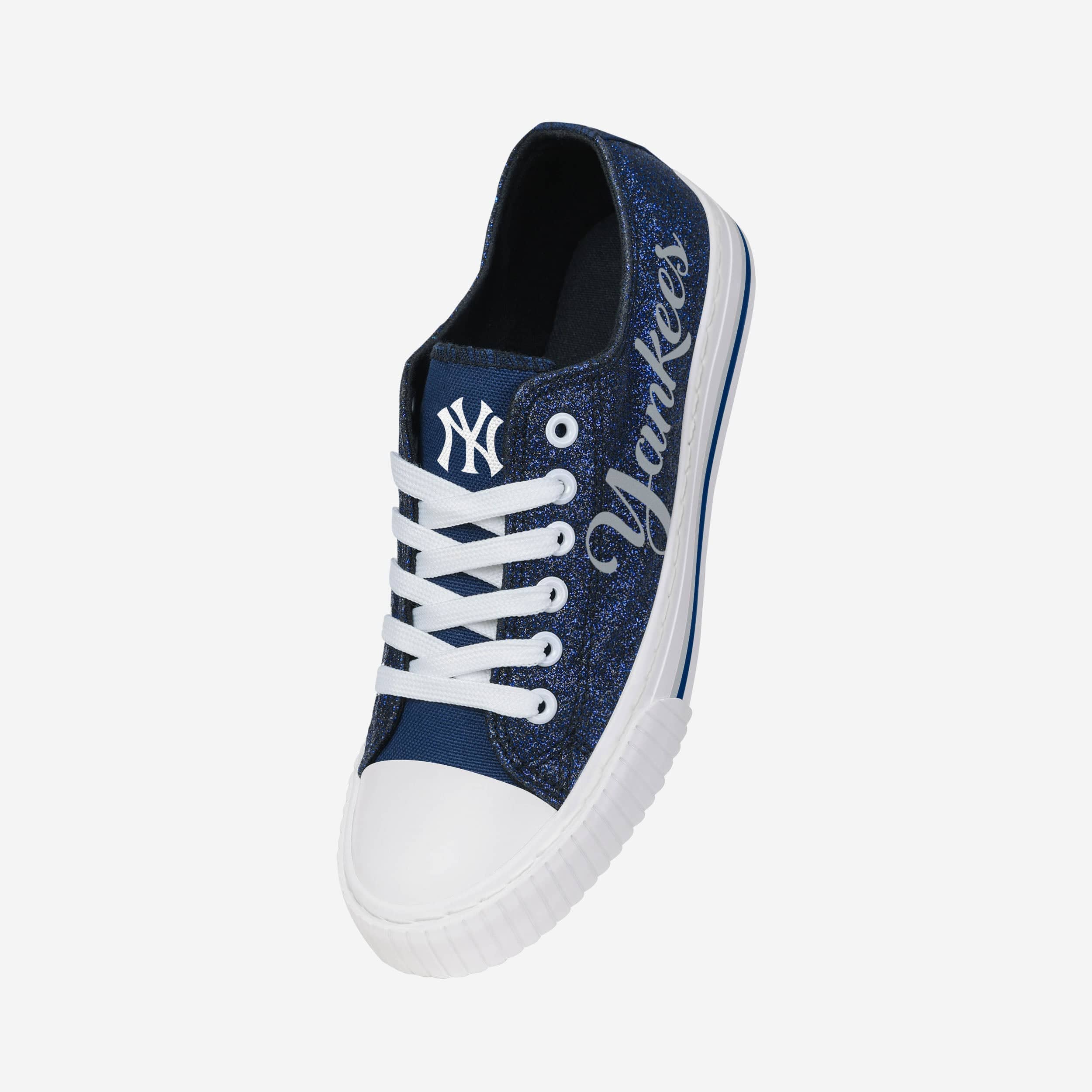 New York Yankees Womens Color Glitter Low Top Canvas Shoes 2 New York Yankees Womens Color Glitter Low Top Canvas Shoes