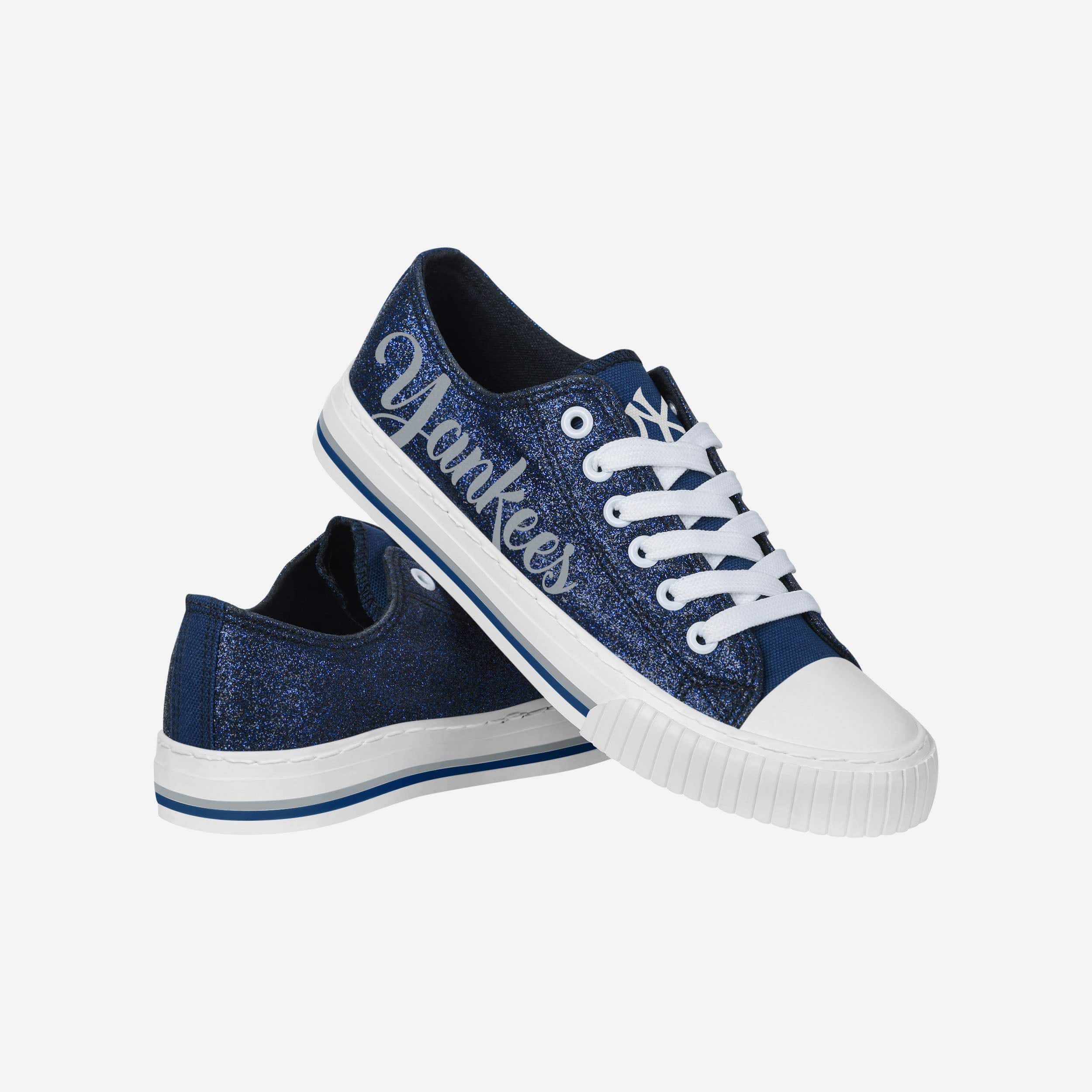 New York Yankees Womens Color Glitter Low Top Canvas Shoes 4 New York Yankees Womens Color Glitter Low Top Canvas Shoes