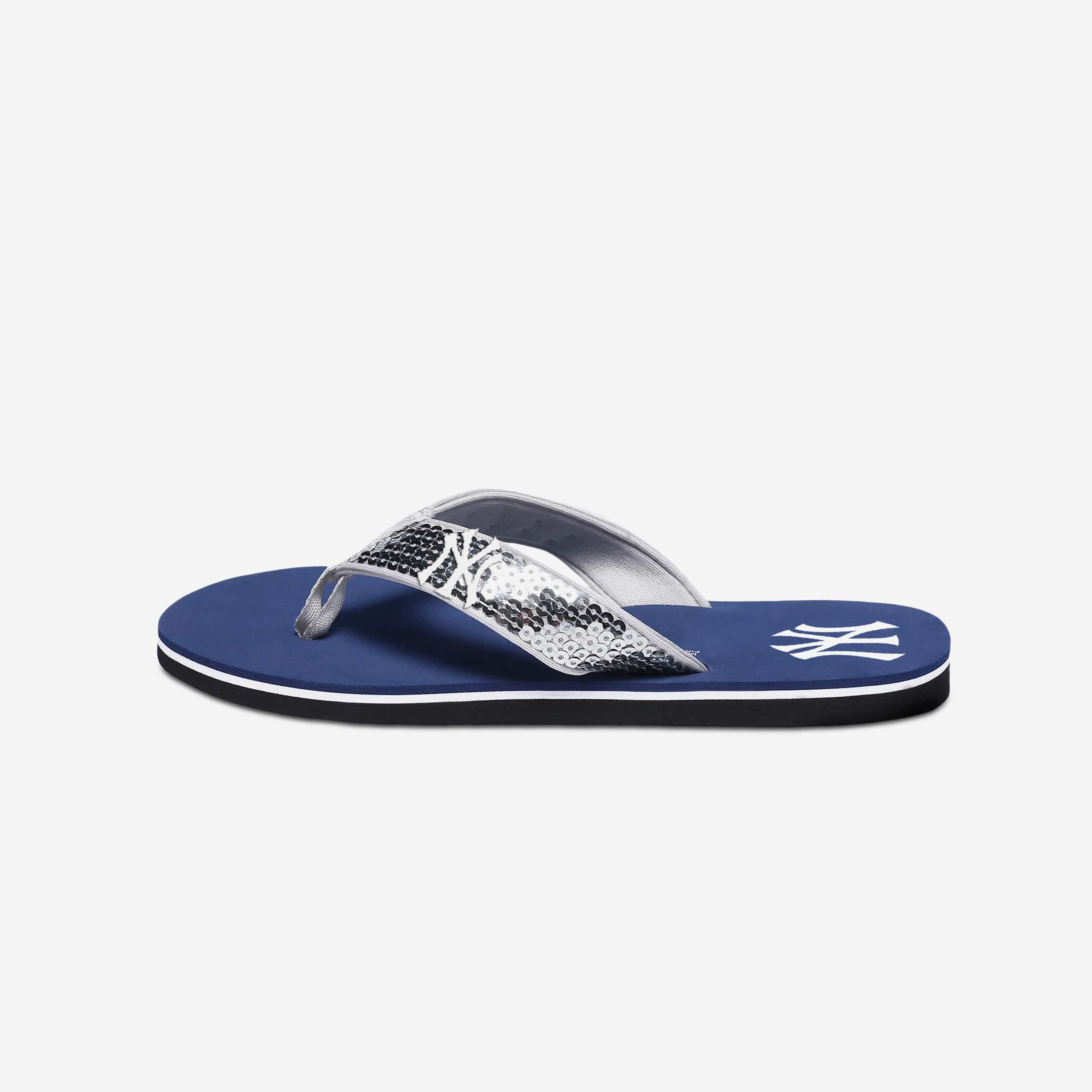 New York Yankees Womens Sequin Flip Flop