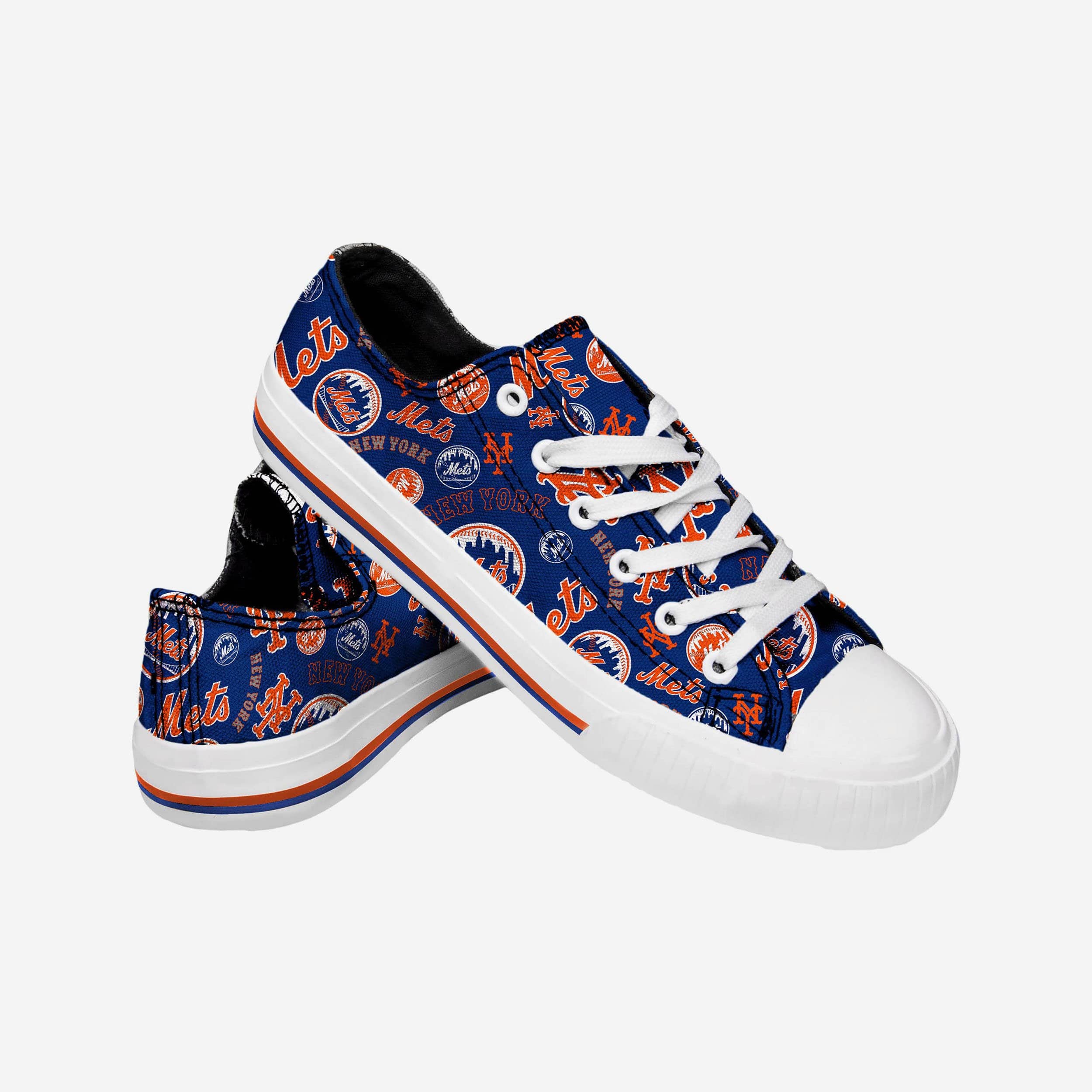 New York Mets Womens Low Top Repeat Print Canvas Shoe 3 New York Mets Womens Low Top Repeat Print Canvas Shoe