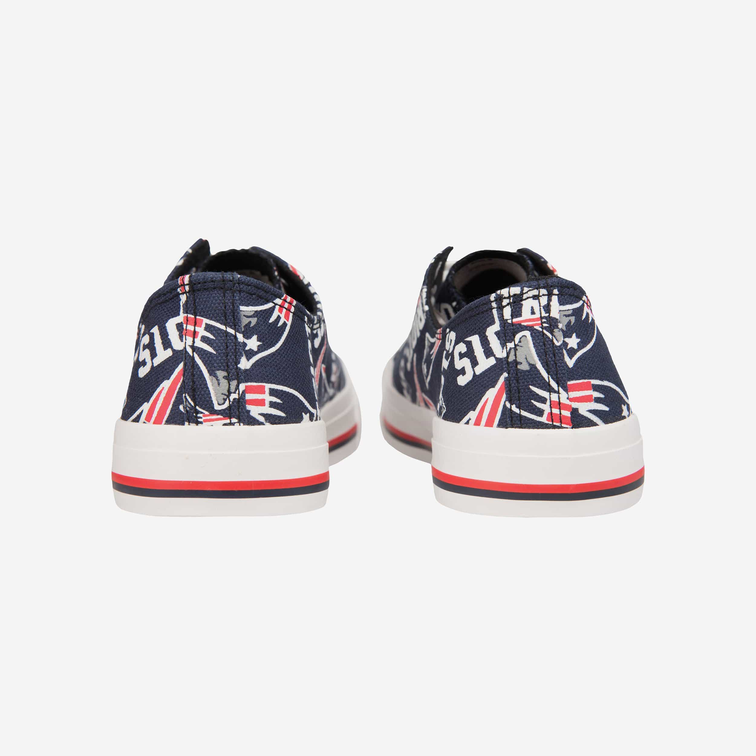 New England Patriots Womens Low Top Repeat Print Canvas Shoe 3 New England Patriots Womens Low Top Repeat Print Canvas Shoe