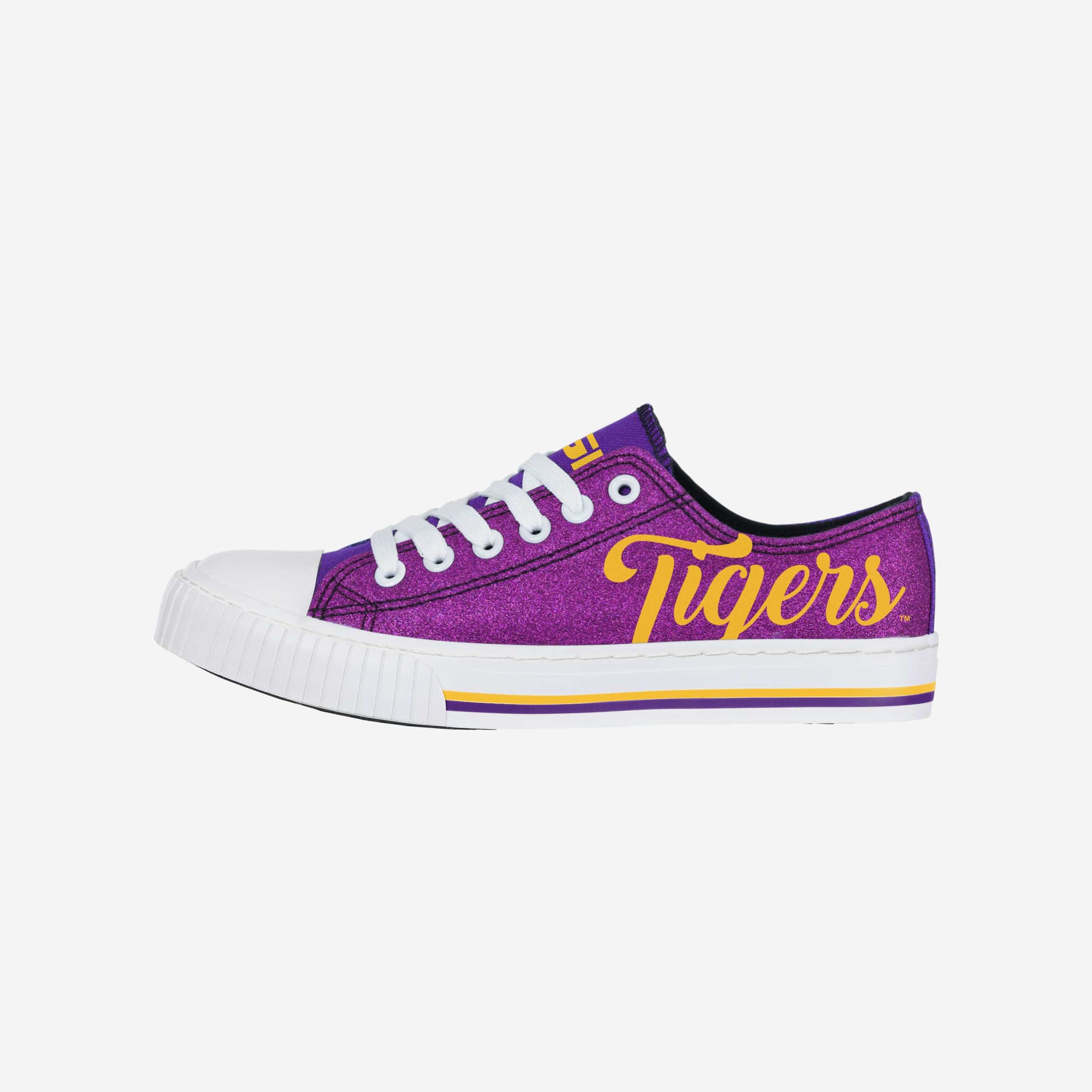 LSU Tigers Womens Color Glitter Low Top Canvas Shoes