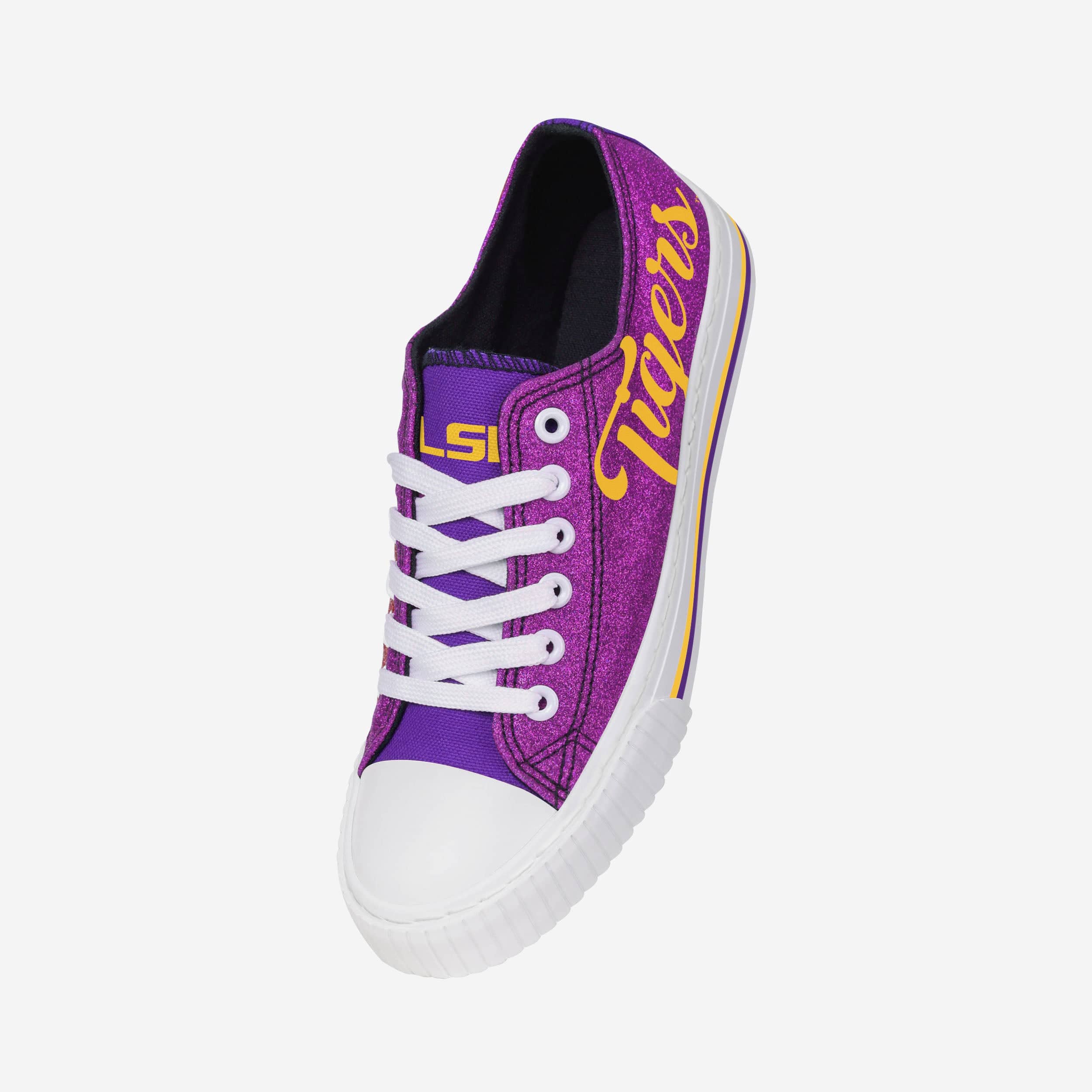 LSU Tigers Womens Color Glitter Low Top Canvas Shoes 2 LSU Tigers Womens Color Glitter Low Top Canvas Shoes