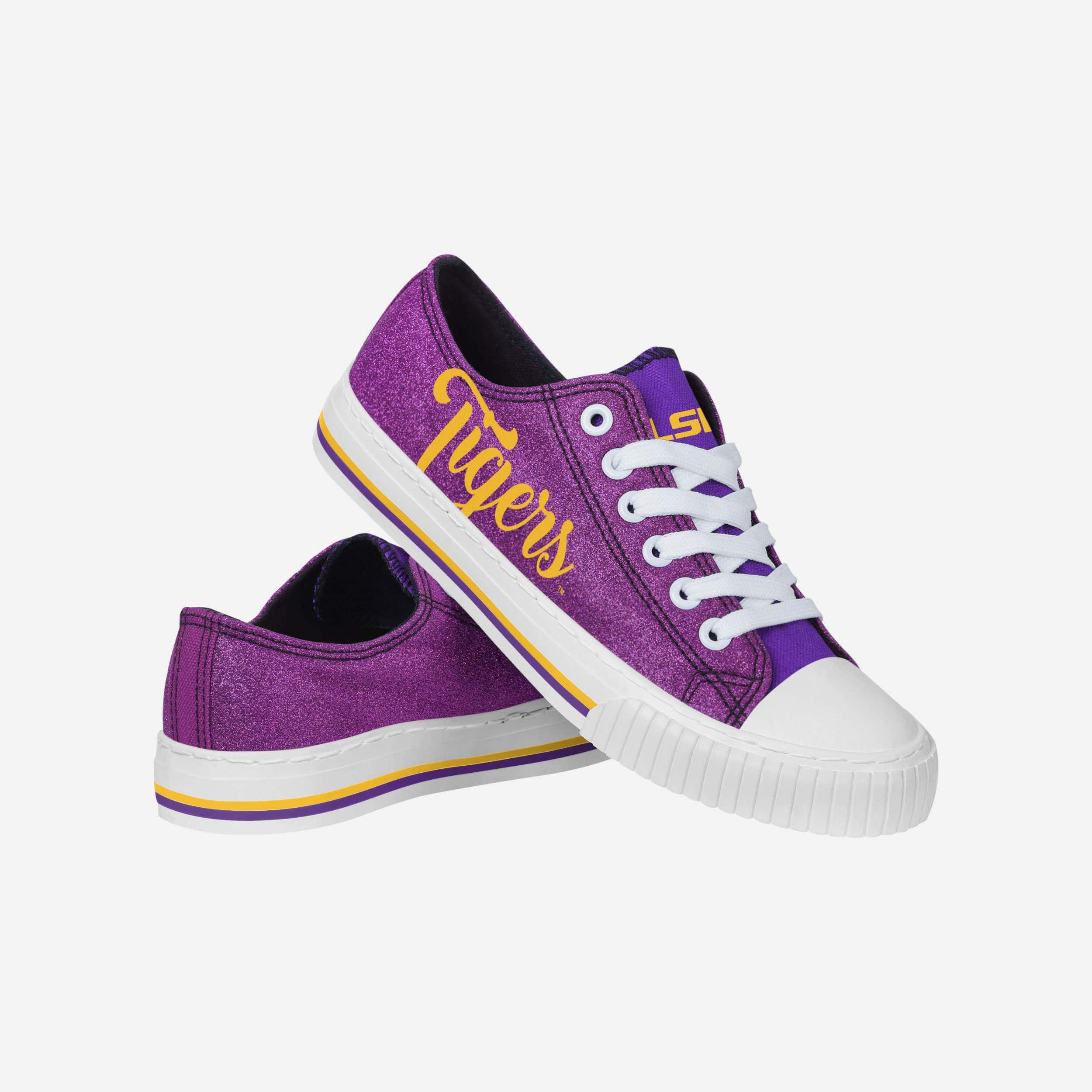 LSU Tigers Womens Color Glitter Low Top Canvas Shoes 4 LSU Tigers Womens Color Glitter Low Top Canvas Shoes