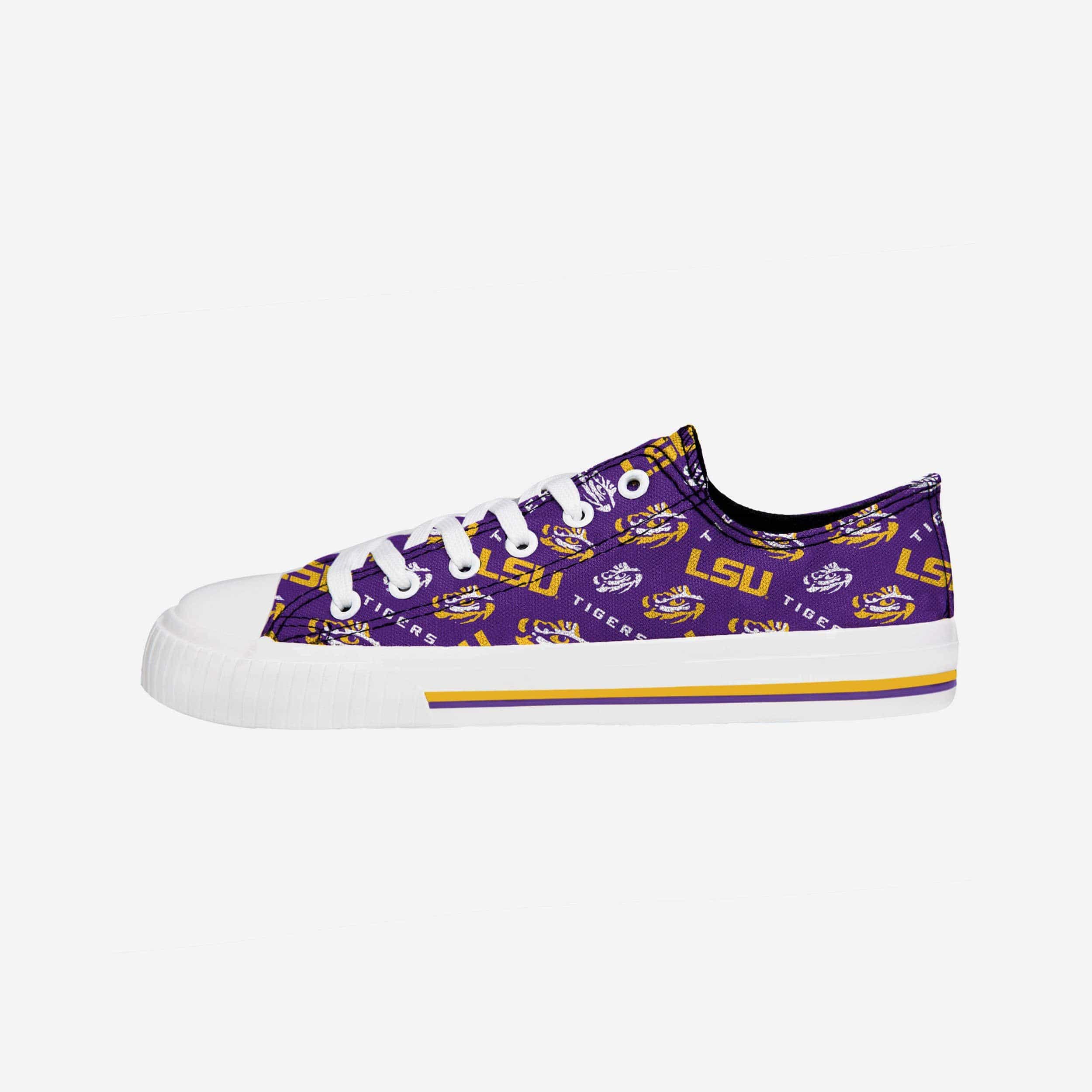LSU Tigers Womens Low Top Repeat Print Canvas Shoe