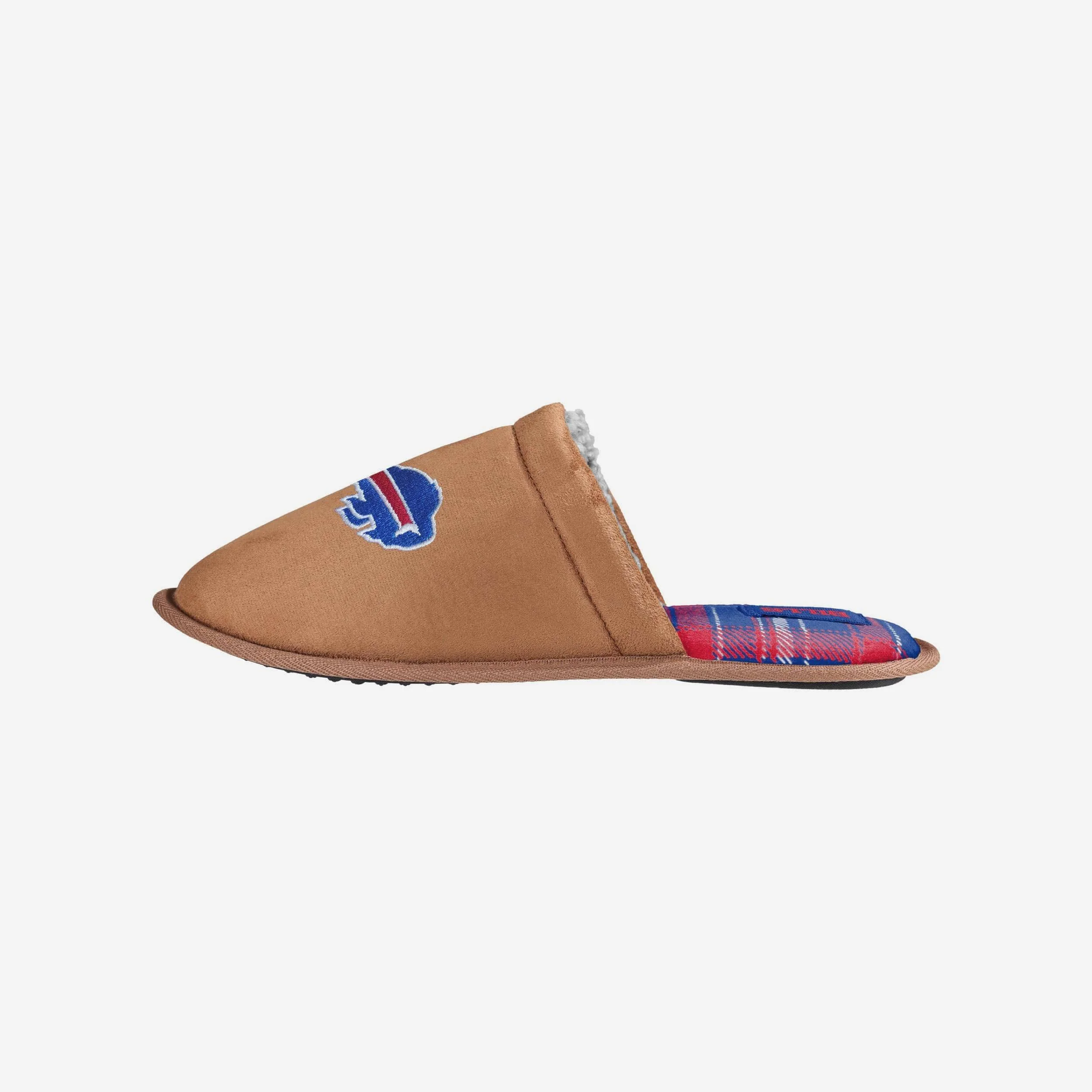 Buffalo Bills Flannel Lined Brown Suede Scuff Slipper