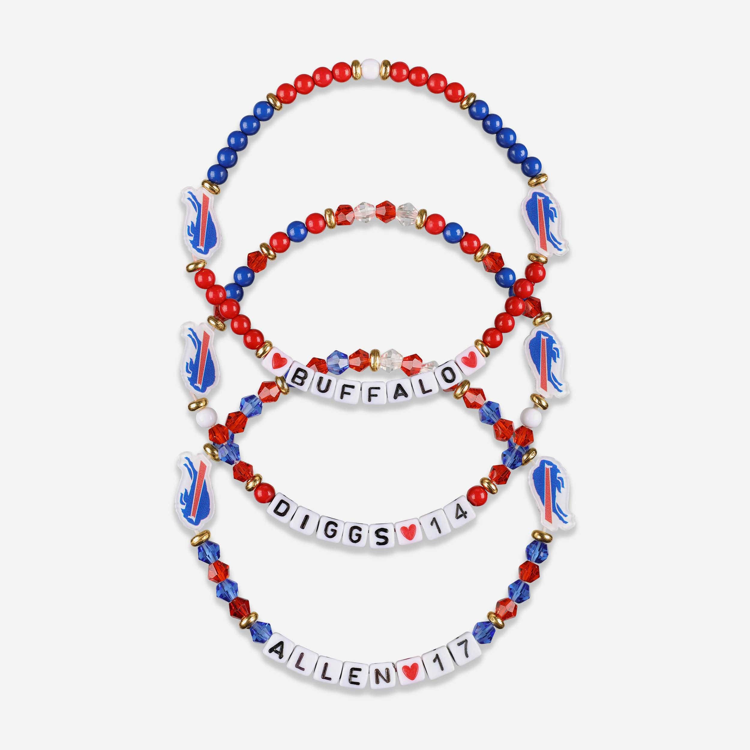 Josh Allen & Stefon Diggs Buffalo Bills 3 Pack Player Friendship Bracelet