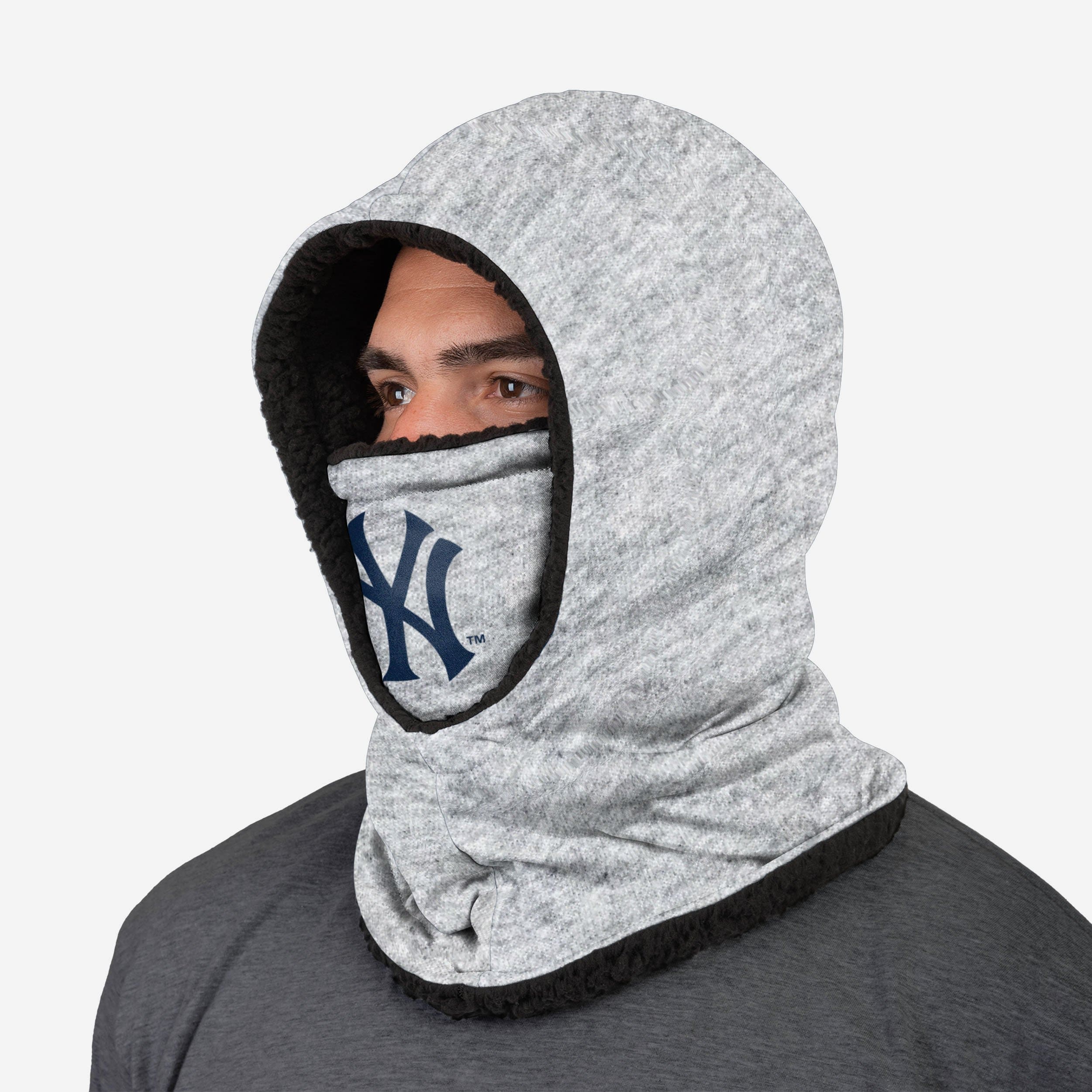 New York Yankees Heather Grey Big Logo Hooded Gaiter 2 New York Yankees Heather Grey Big Logo Hooded Gaiter